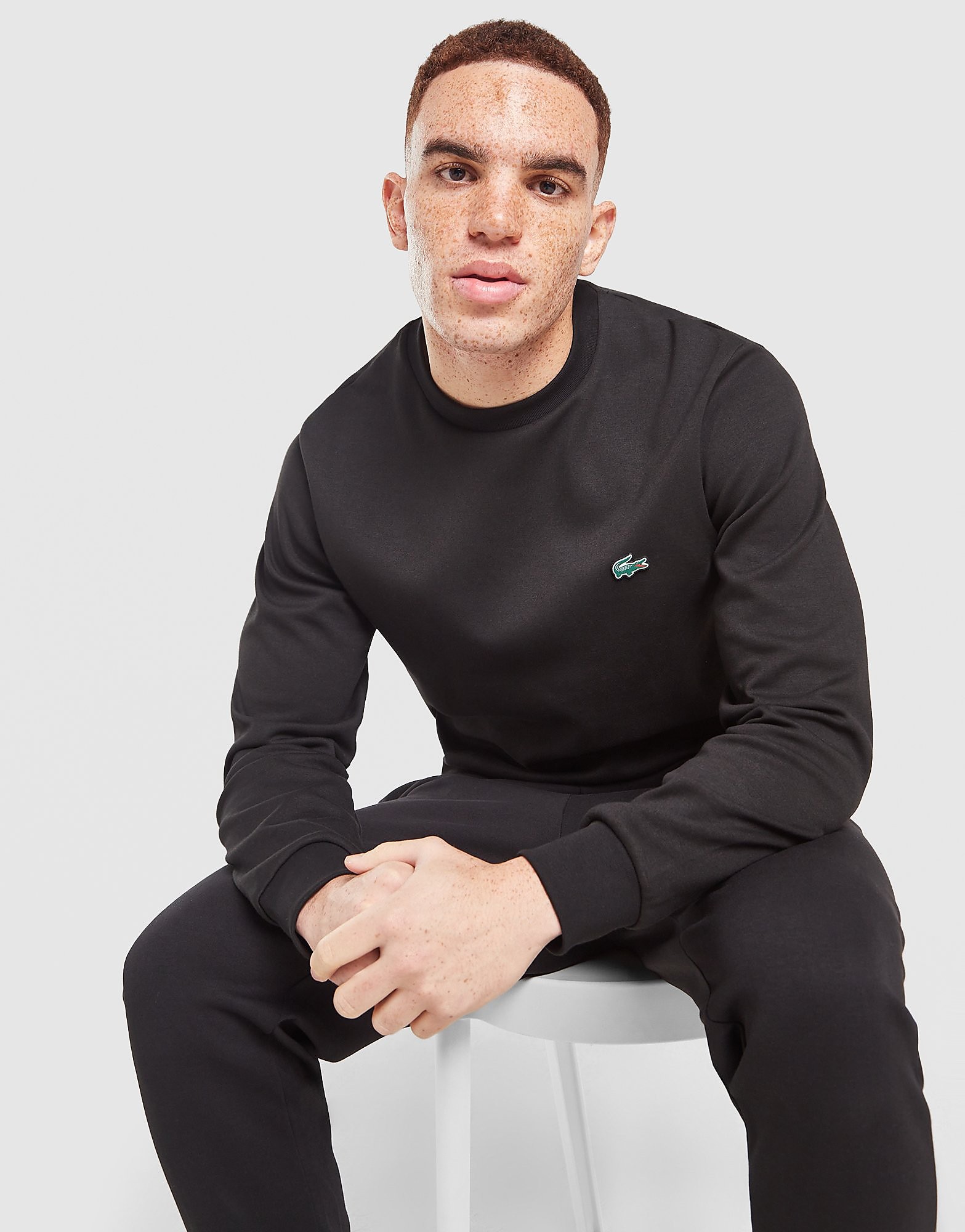 Lacoste Double Knit Crew Sweatshirt - Zwart- Heren, Zwart
