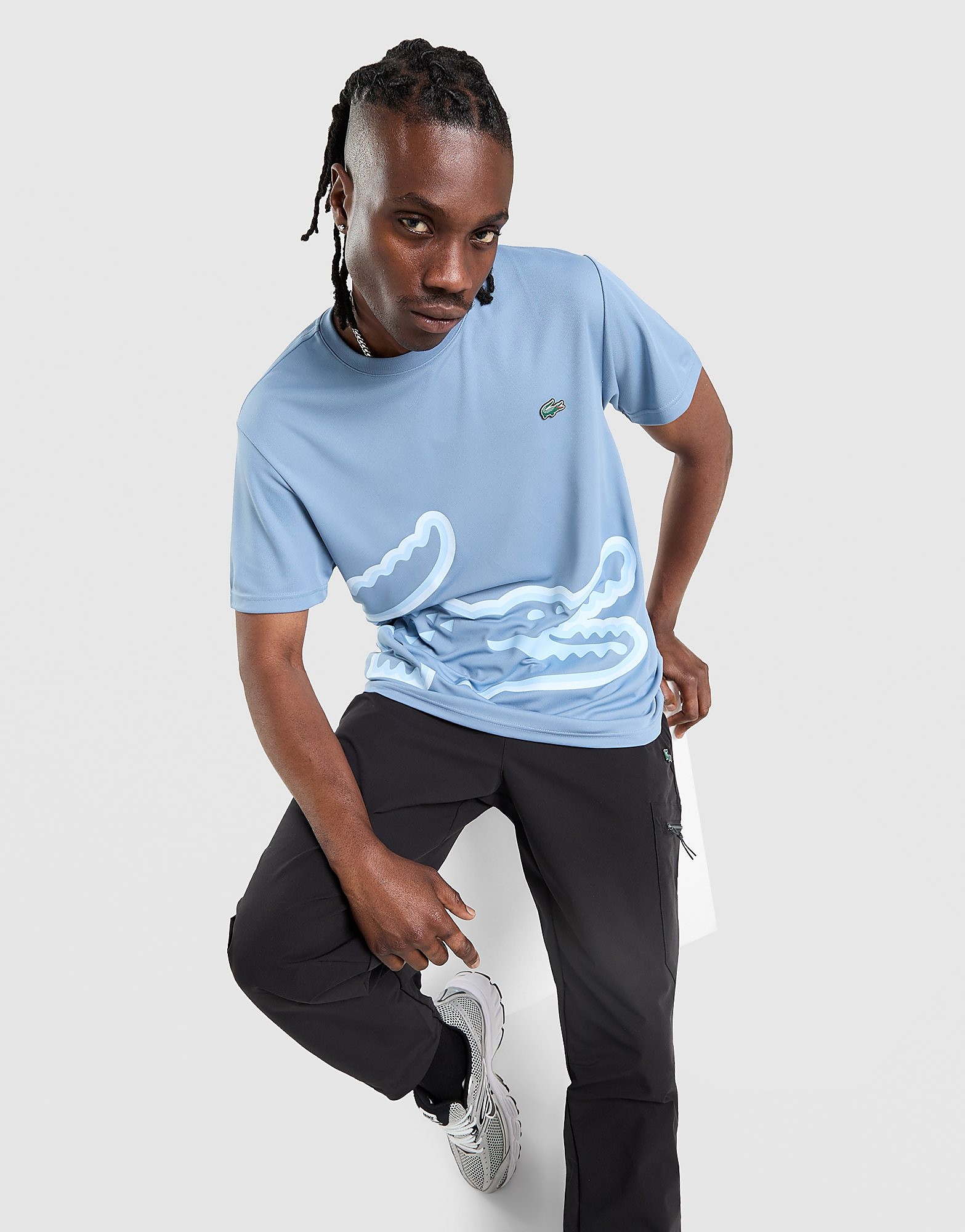 Lacoste Large Croc T-Shirt - Blauw- Heren, Blauw