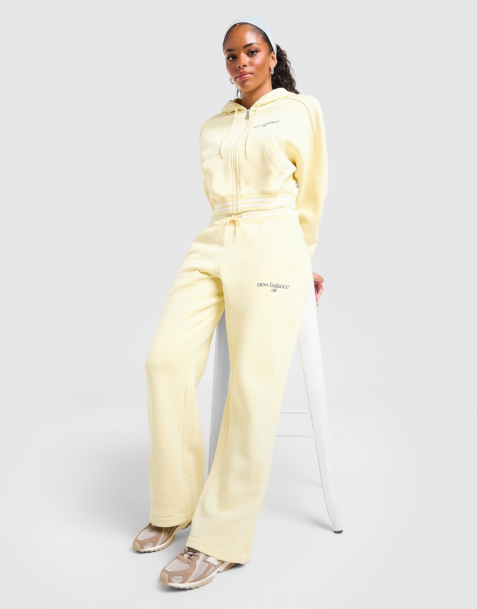 Womens Joggers Wide Leg Ribbed - Giallo, giallo giallo Donna taglia XL