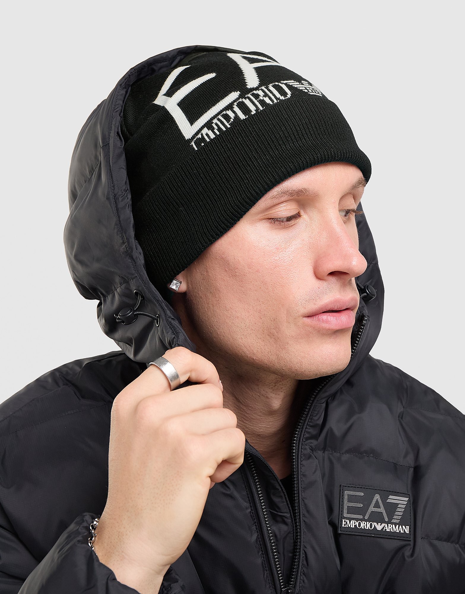 EA7 Emporio Armani Visibility Beanie - Zwart- Heren, Zwart