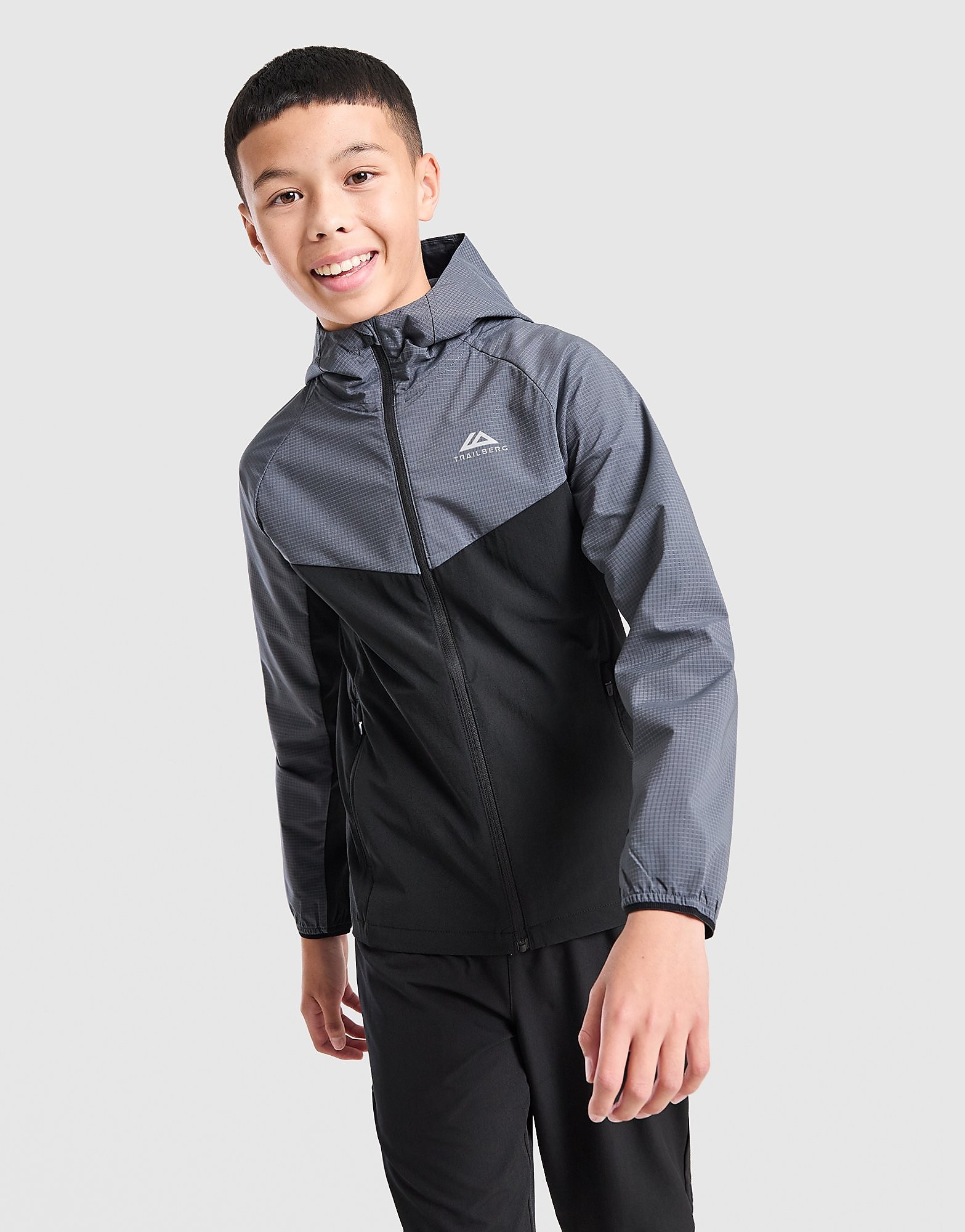 Trailberg Rapid Grid Windbreaker Jacket Junior Zwart Kind Zwart
