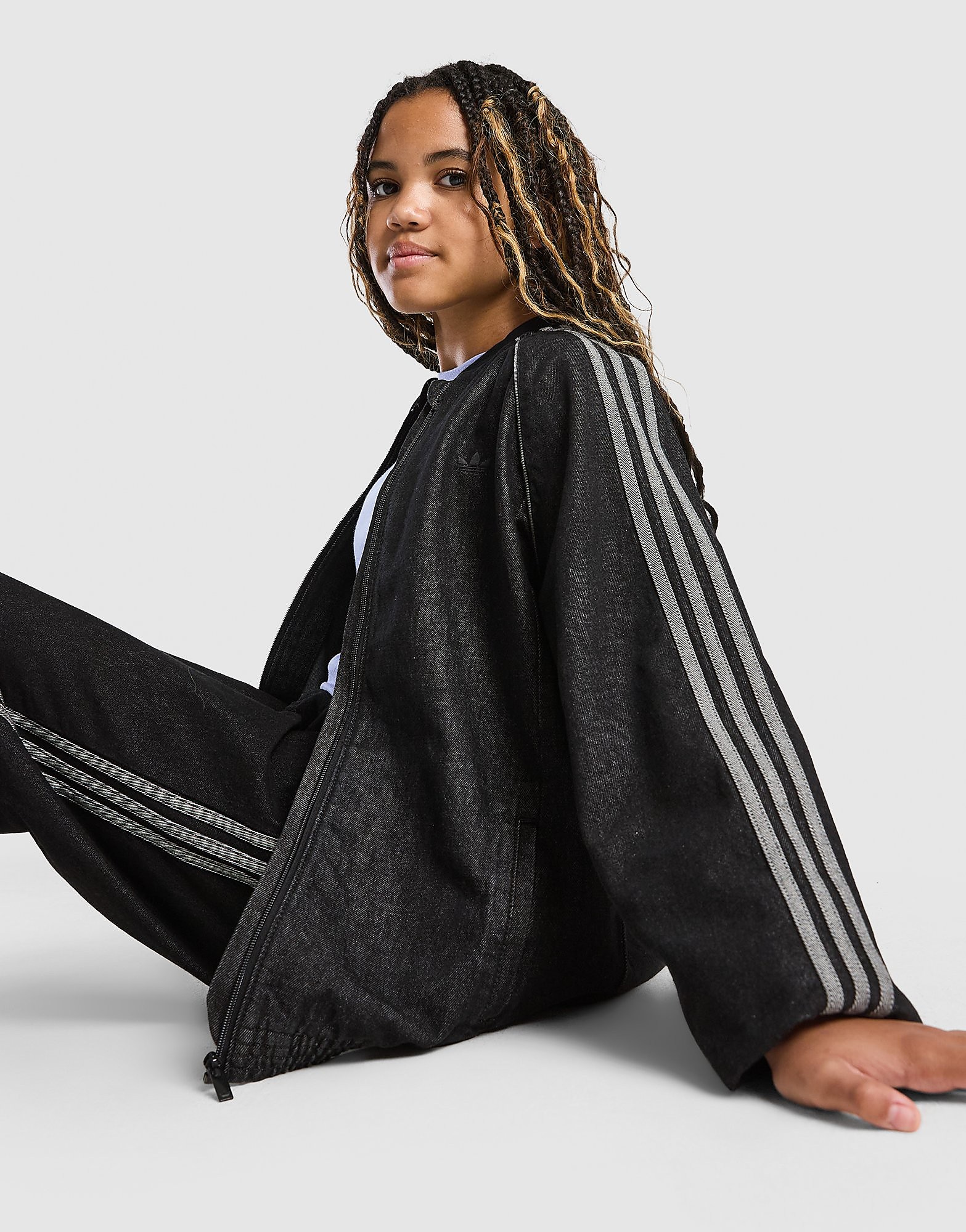 adidas Originals Girls' Denim Jacket Junior - Zwart - Kind, Zwart 15-16Y