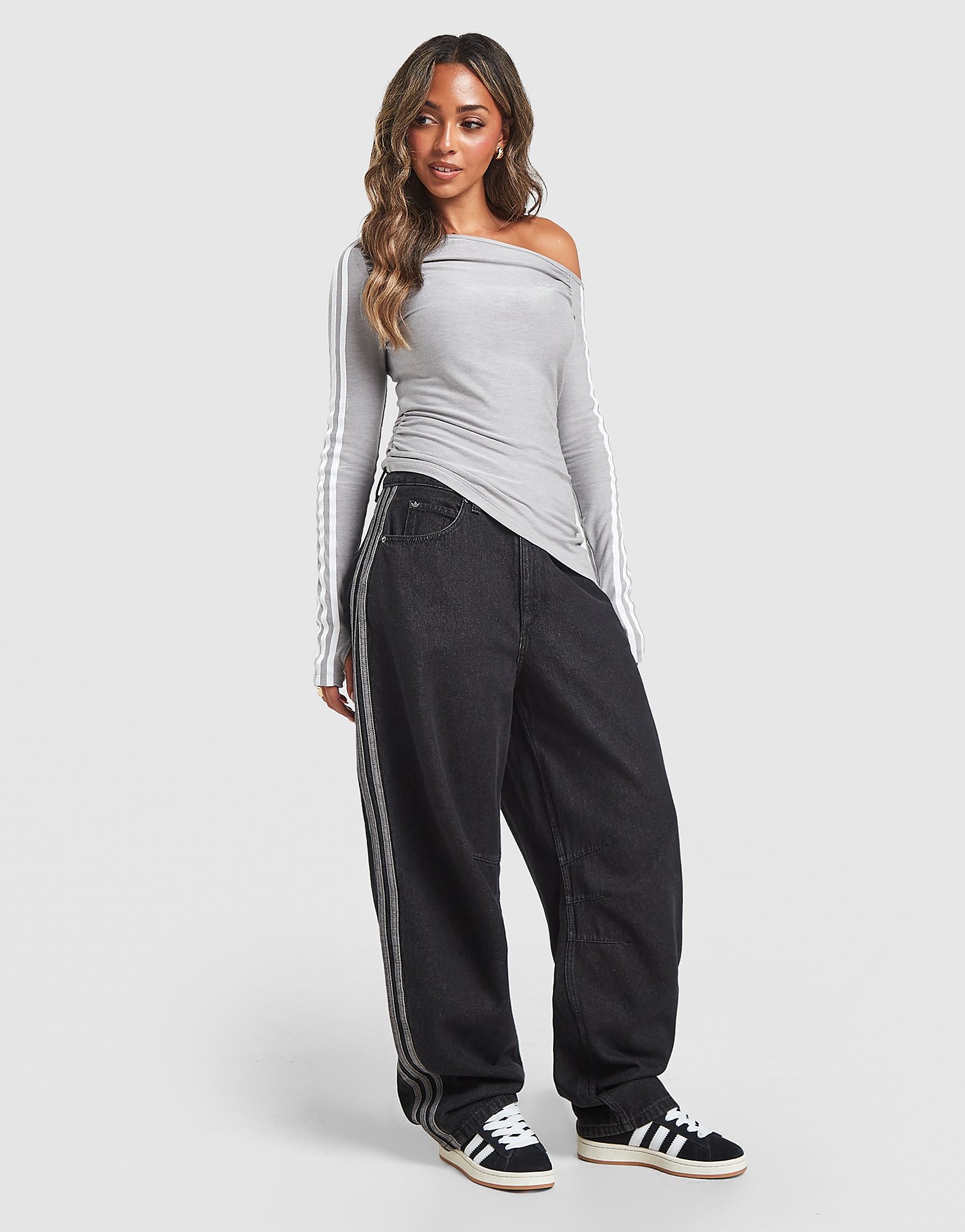 adidas Originals Barrel Leg Denim Jeans - Zwart- Dames, Zwart 26