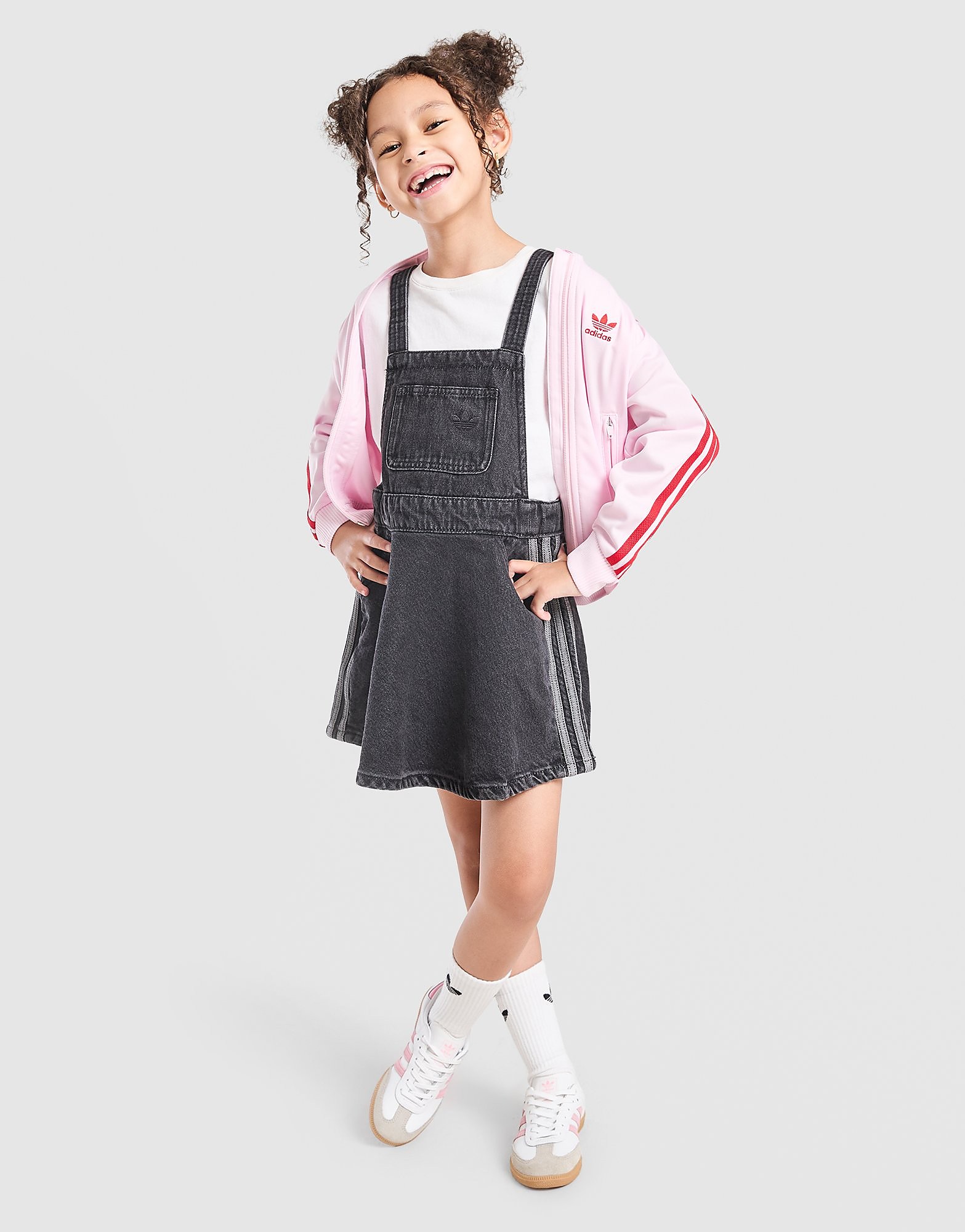 adidas Originals Girls' 3-Stripes Denim Dress Children - Zwart - Kind, Zwart 5-6Y