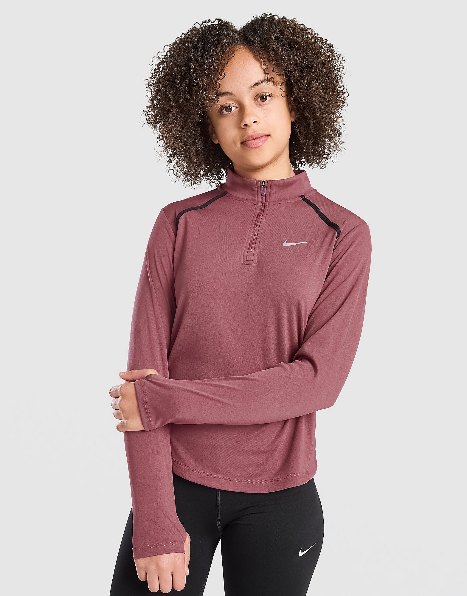 Girls' Long Sleeve 1/2 Zip Top Junior, Rot - unisex - Size: 13-15Y