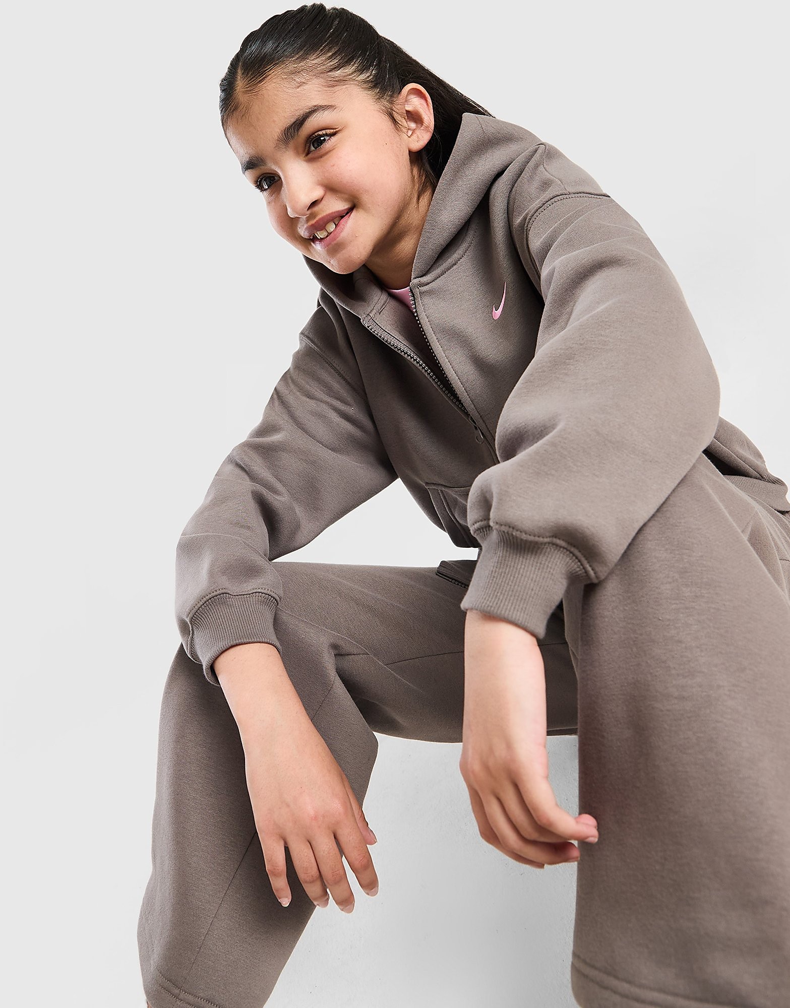 Nike Girls' Studio Fleece Full Zip Hoodie Junior - Bruin - Kind, Bruin