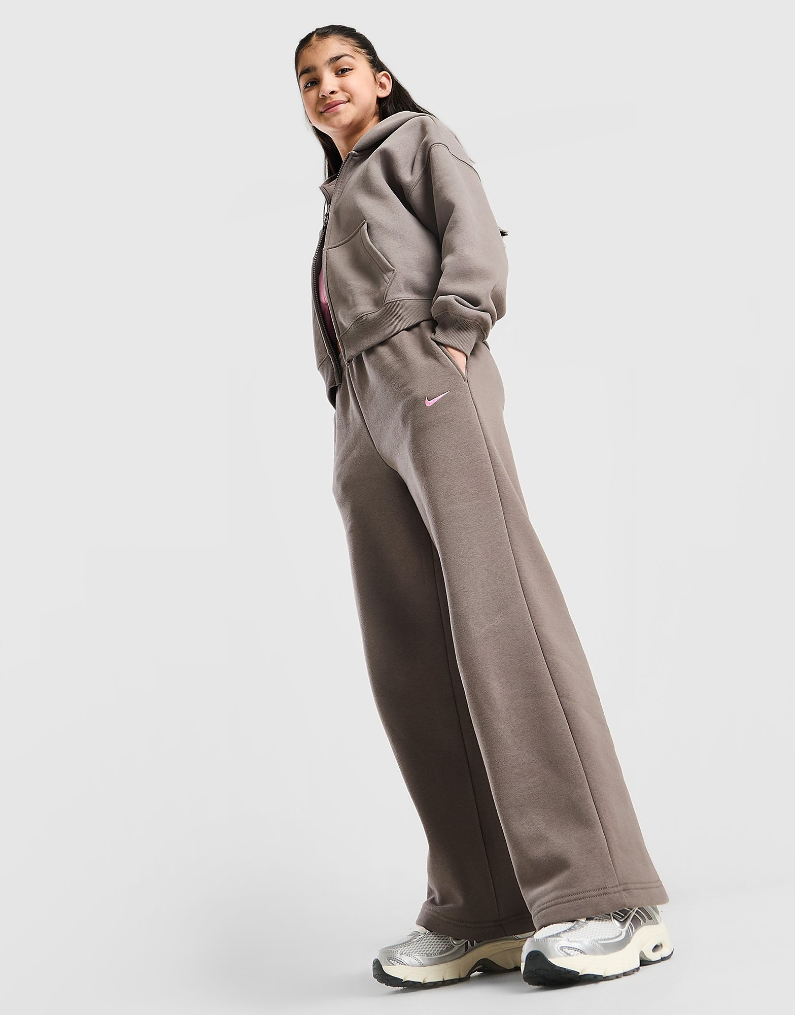 Nike Girls' Studio Fleece Wide Leg Joggers Junior - Bruin - Kind, Bruin