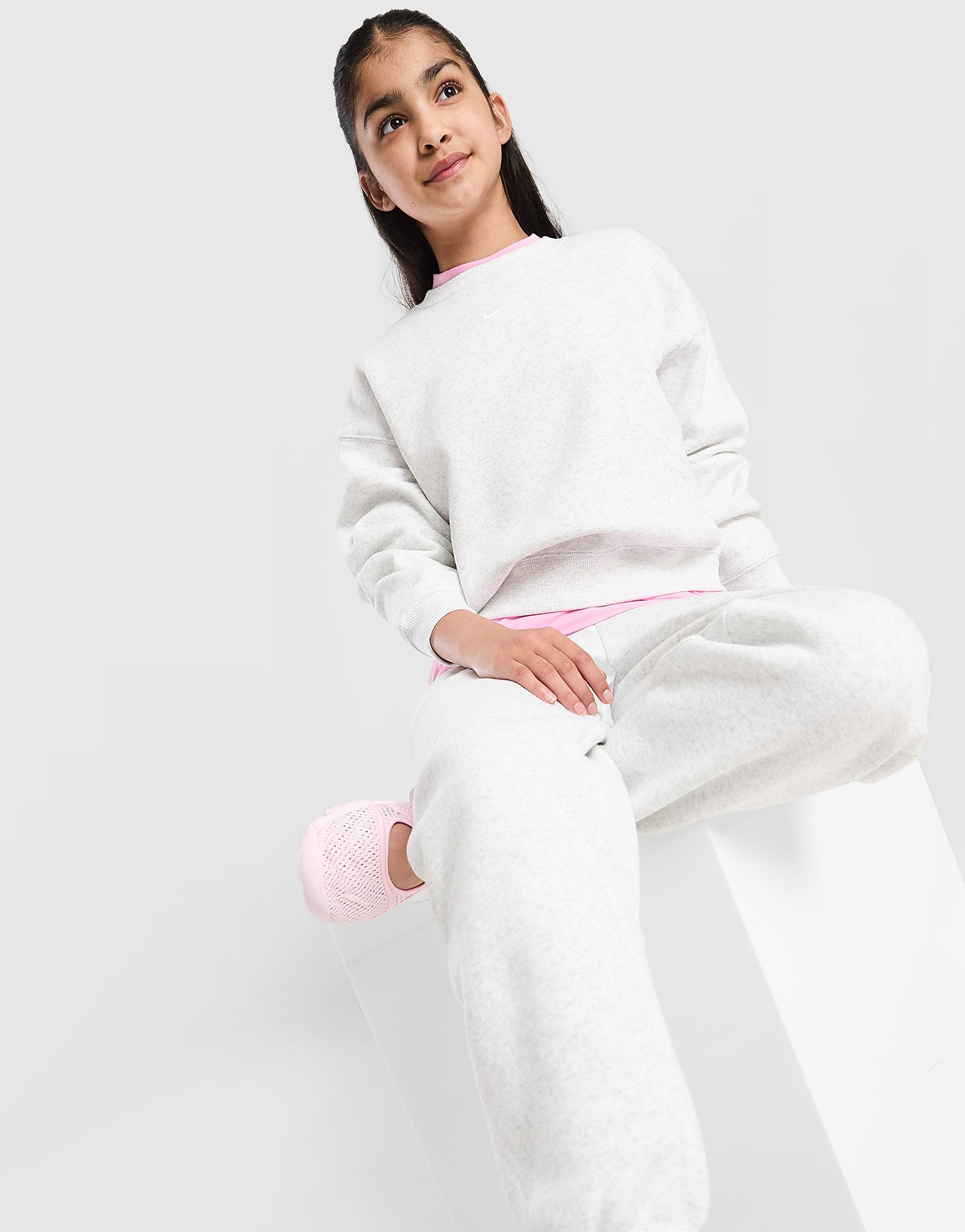 Nike Girls' Studio Fleece Crew Sweatshirt Junior - Grijs - Kind, Grijs