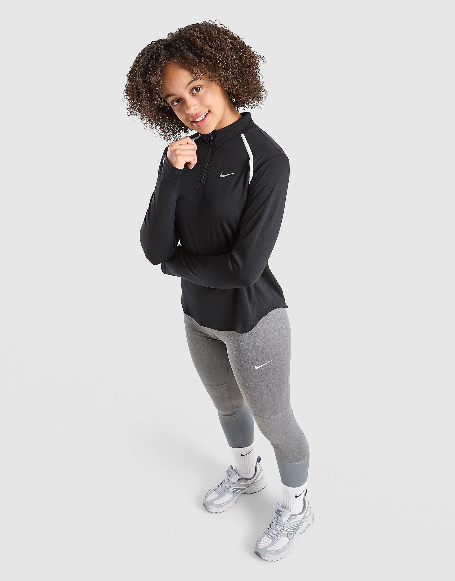 Girls' Long Sleeve 1/2 Zip Top Junior, Schwarz - unisex - Size: 8-10Y