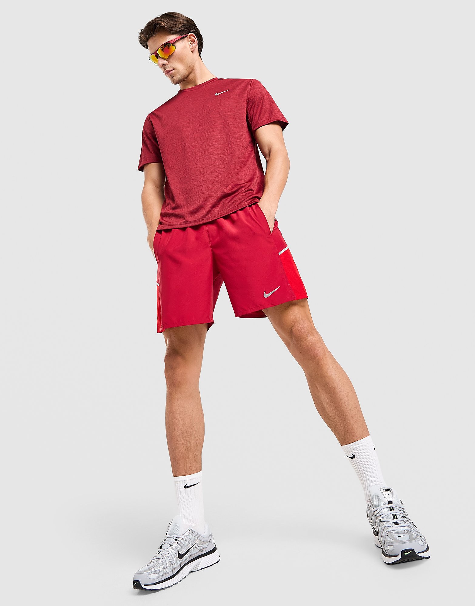 Nike Dri-FIT hardloopshorts met binnenbroek voor heren (18 cm) Miler Rood- Heren Rood