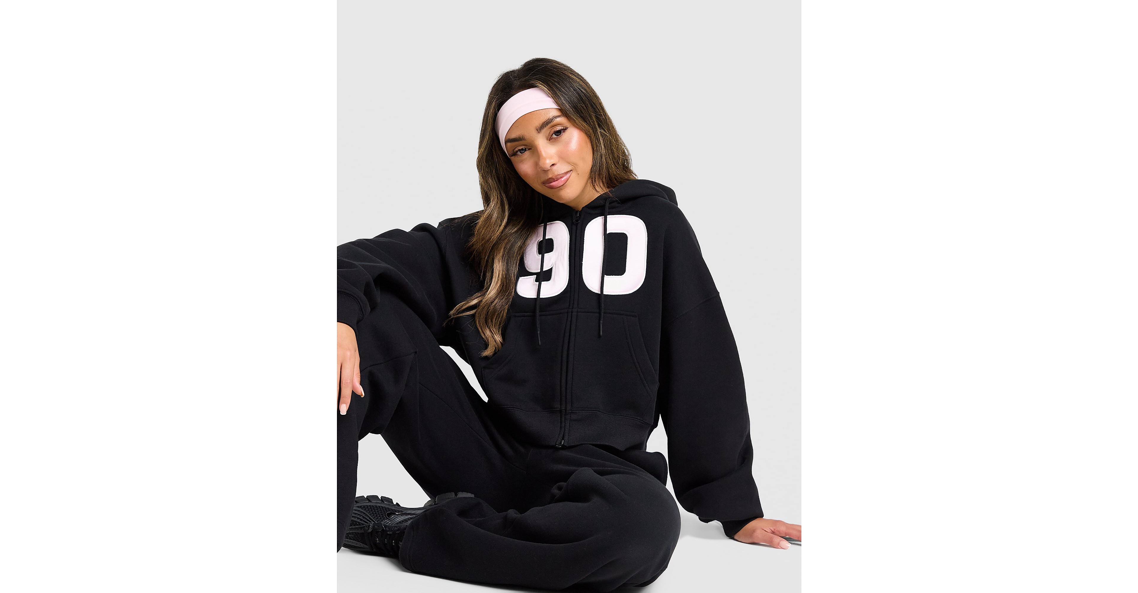 Studio 90 Oversized Crop Full Zip Hoodie