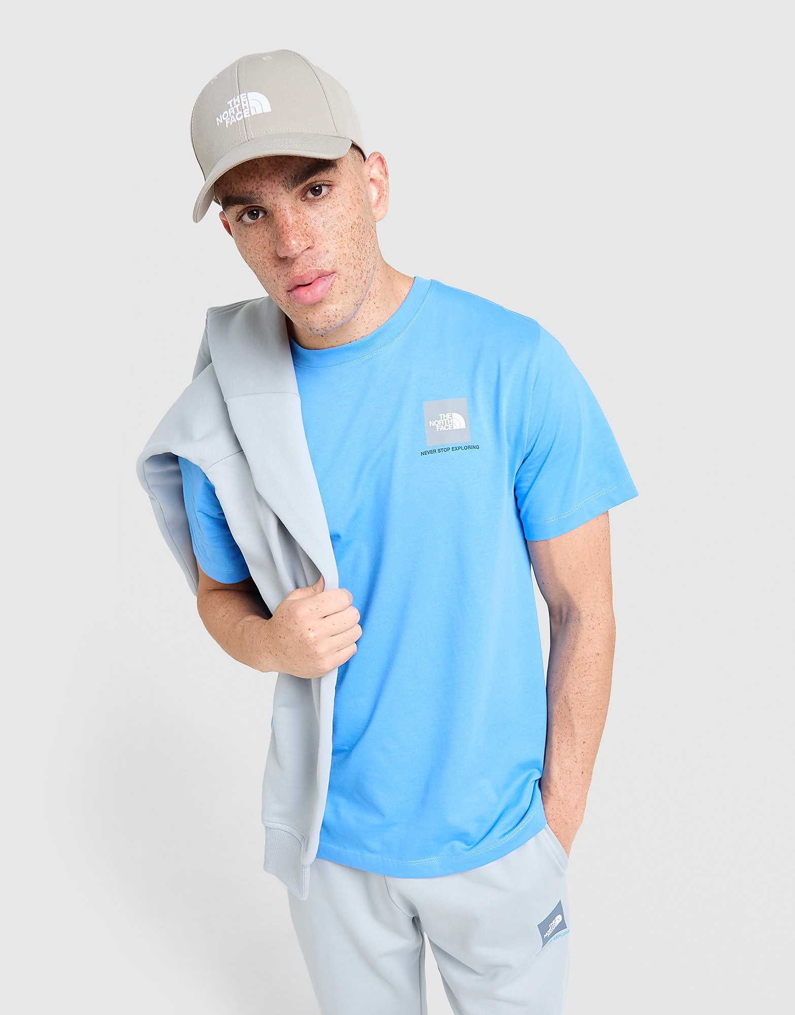 Mens Maglia Fine Box Logo - Blu, blu blu Uomo taglia S