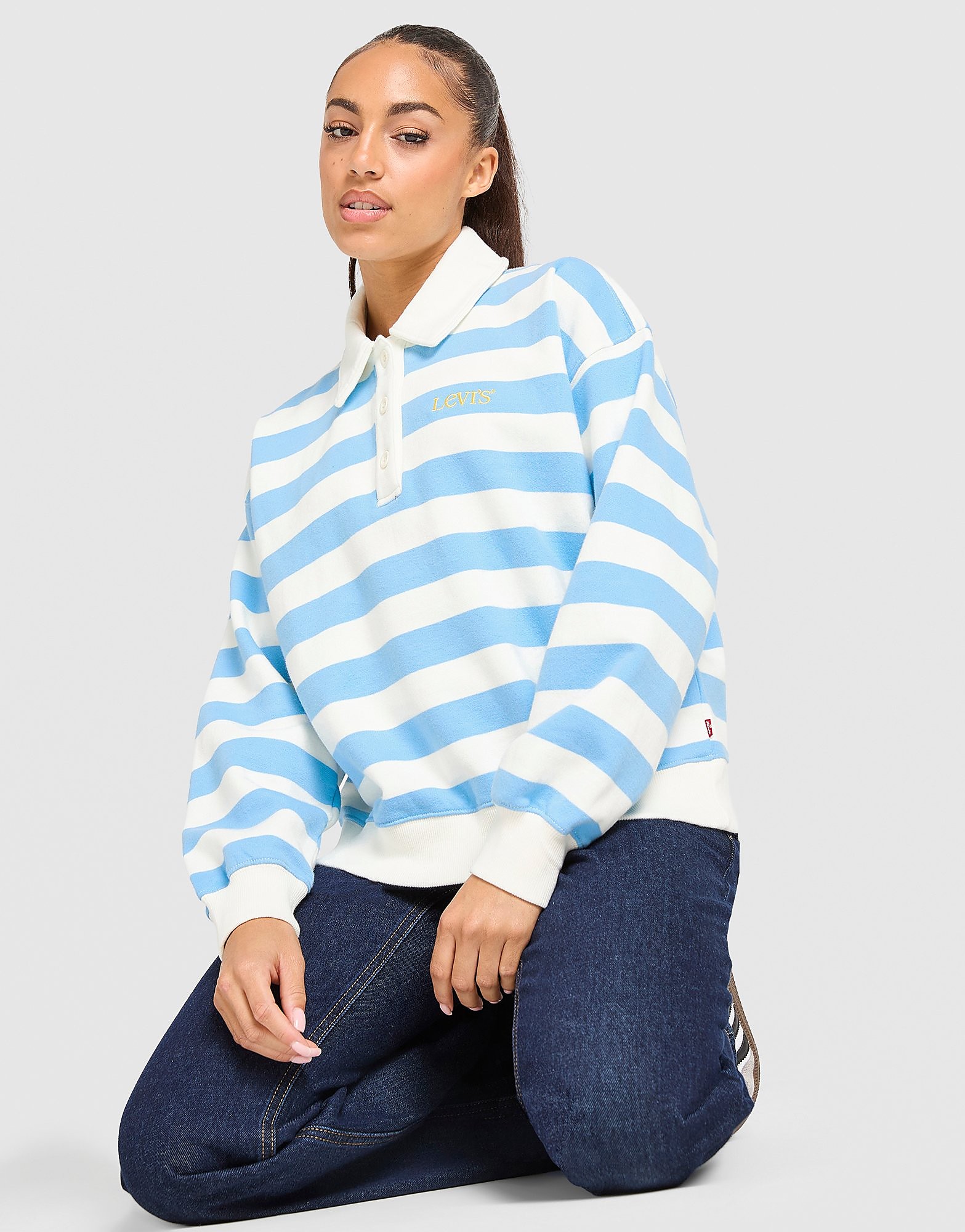 LEVI' Stripe Rugby Fleece Sweatshirt