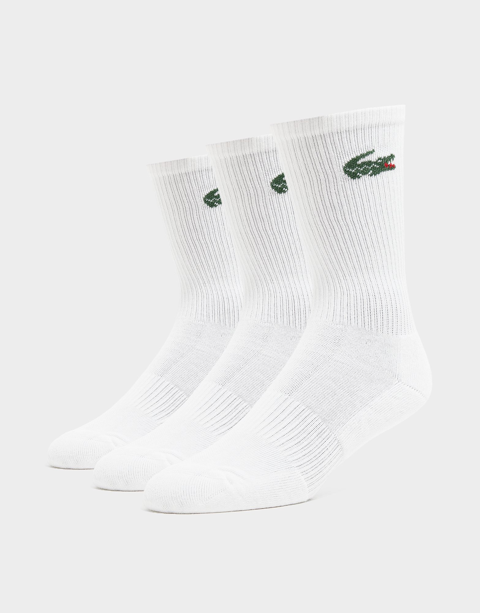 Lacoste Crocodile 3-Pack Crew Socks, Wit