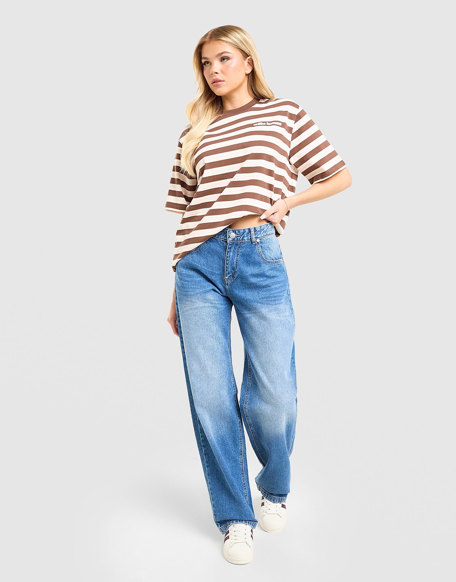 Womens Jeans Loose a Vita Media - Blu, blu blu Donna taglia 8