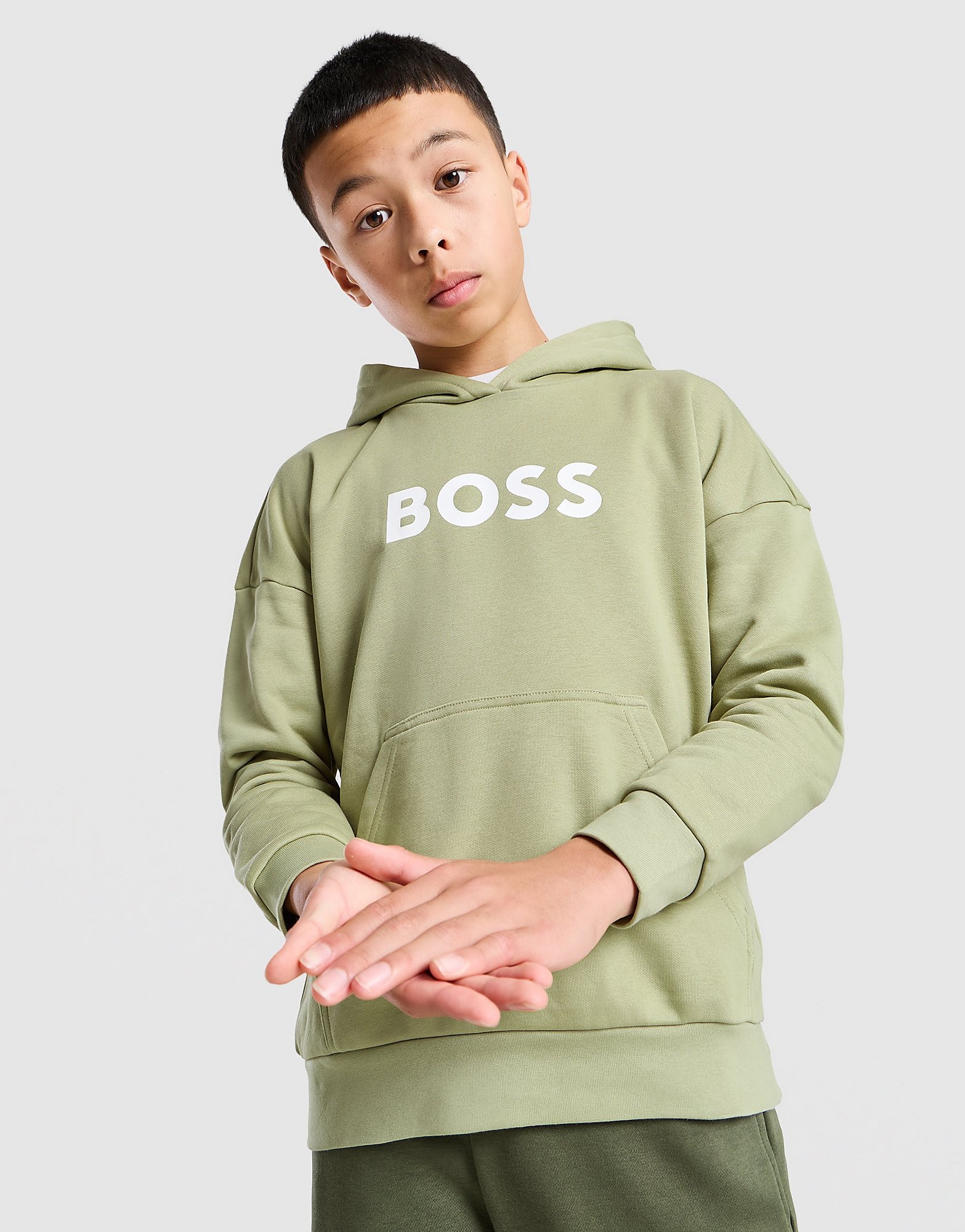 BOSS Large Logo Hoodie Junior - Groen - Kind, Groen