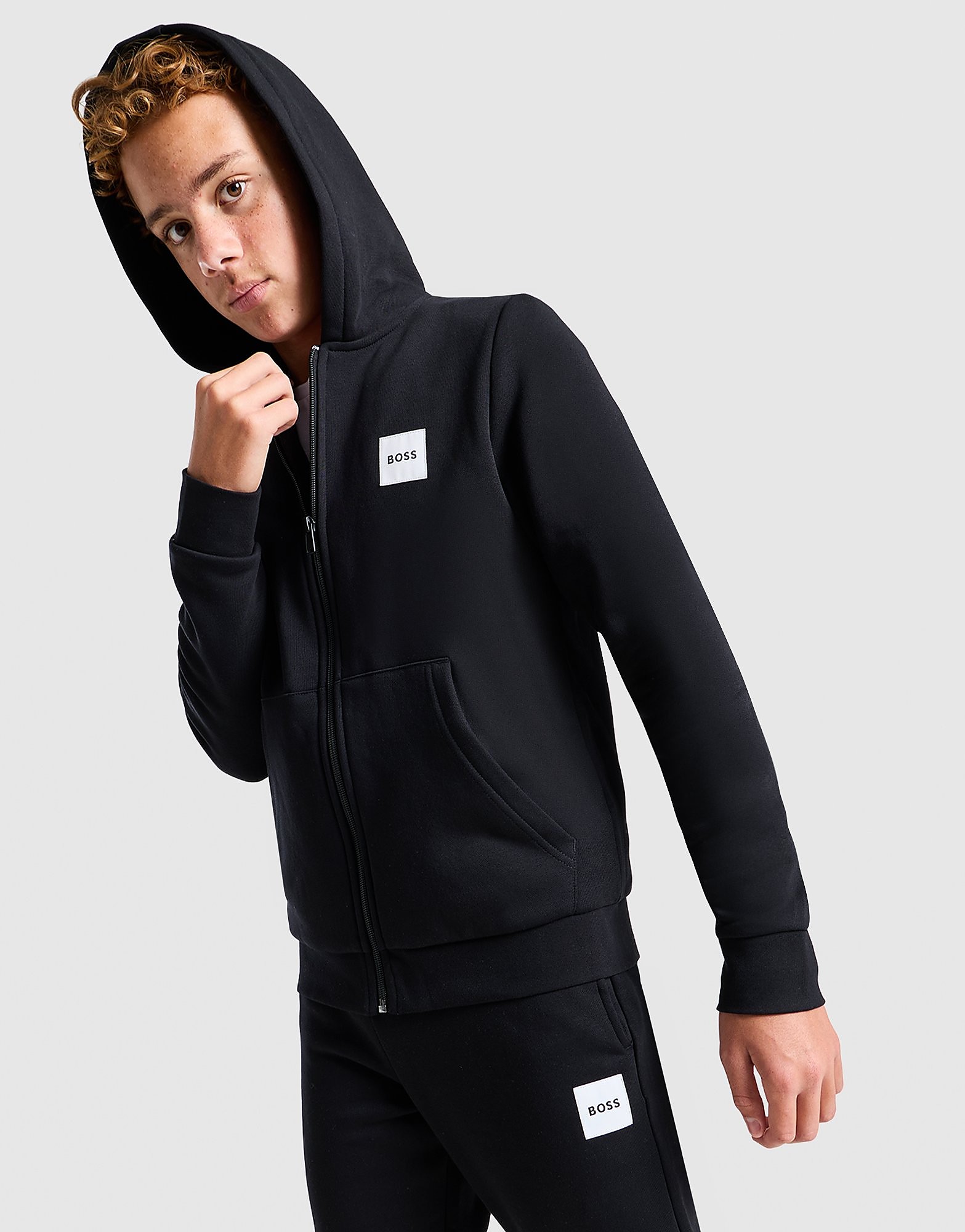 Boss Box Logo Full Zip Tracksuit Junior Zwart Kind Zwart