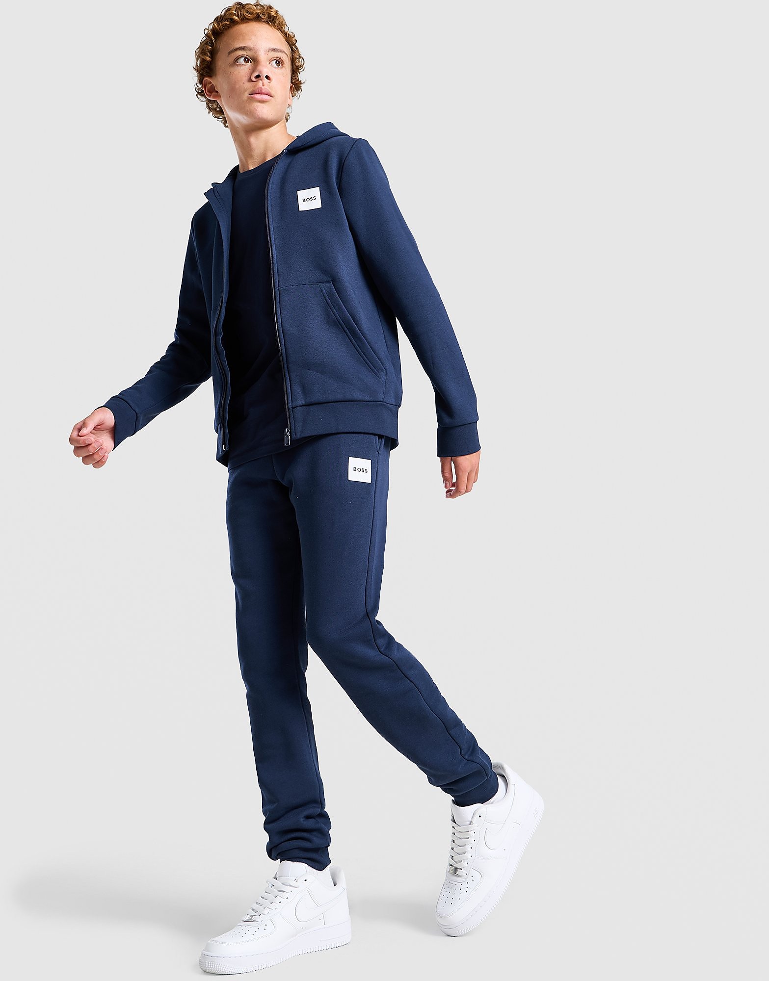 Boss Box Logo Full Zip Tracksuit Junior Blauw Kind Blauw