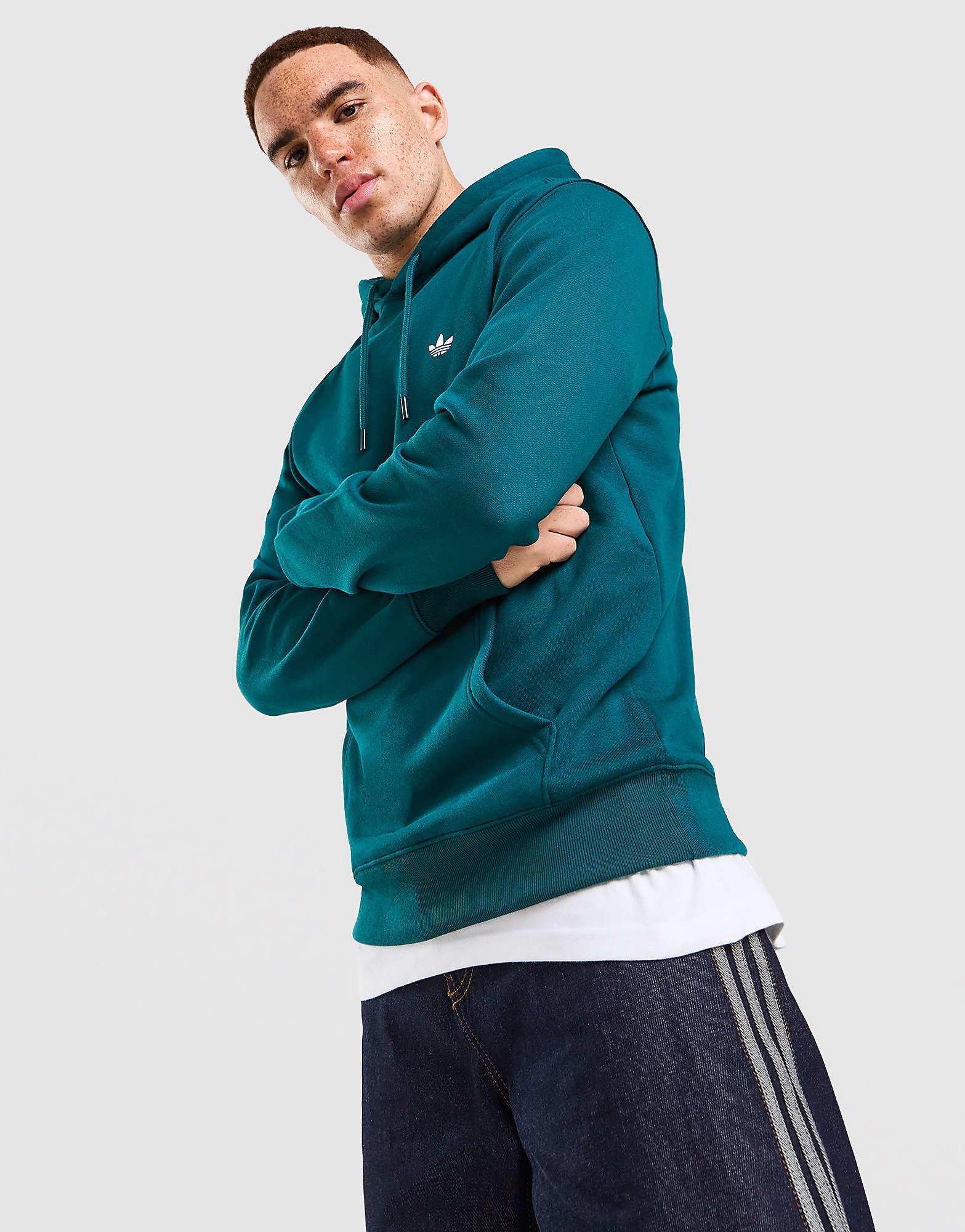 adidas Originals Sweat à Capuche Trefoil Essentials Vert pour homme - vue 2