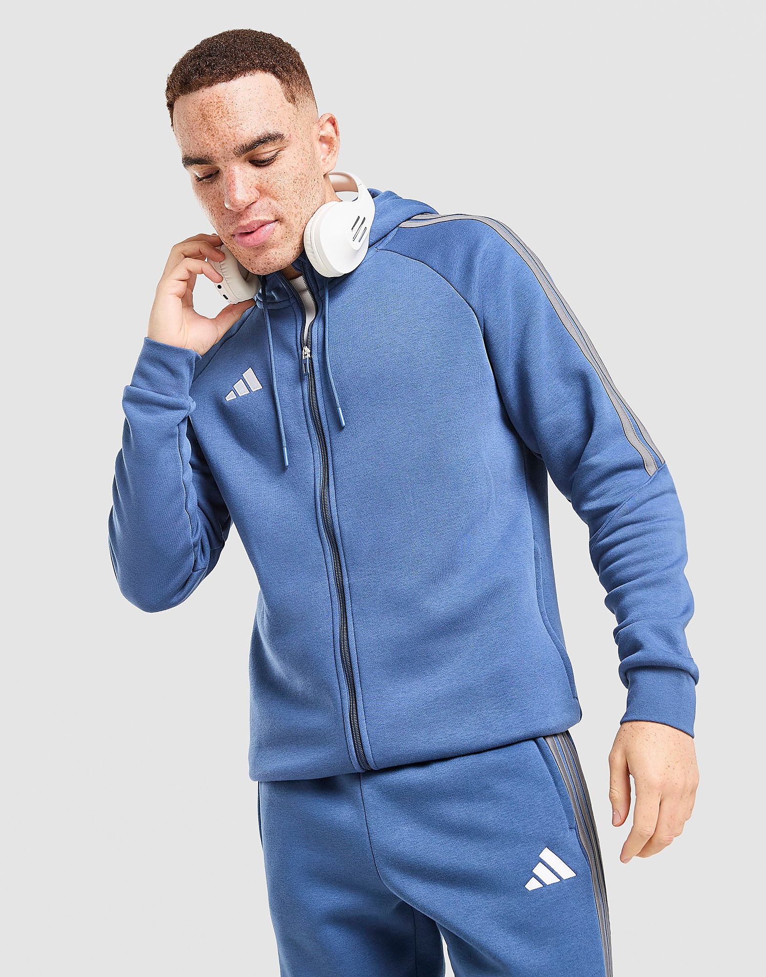 adidas Tiro Essentials 3-Stripes Full Zip Hoodie - Blauw- Heren, Blauw