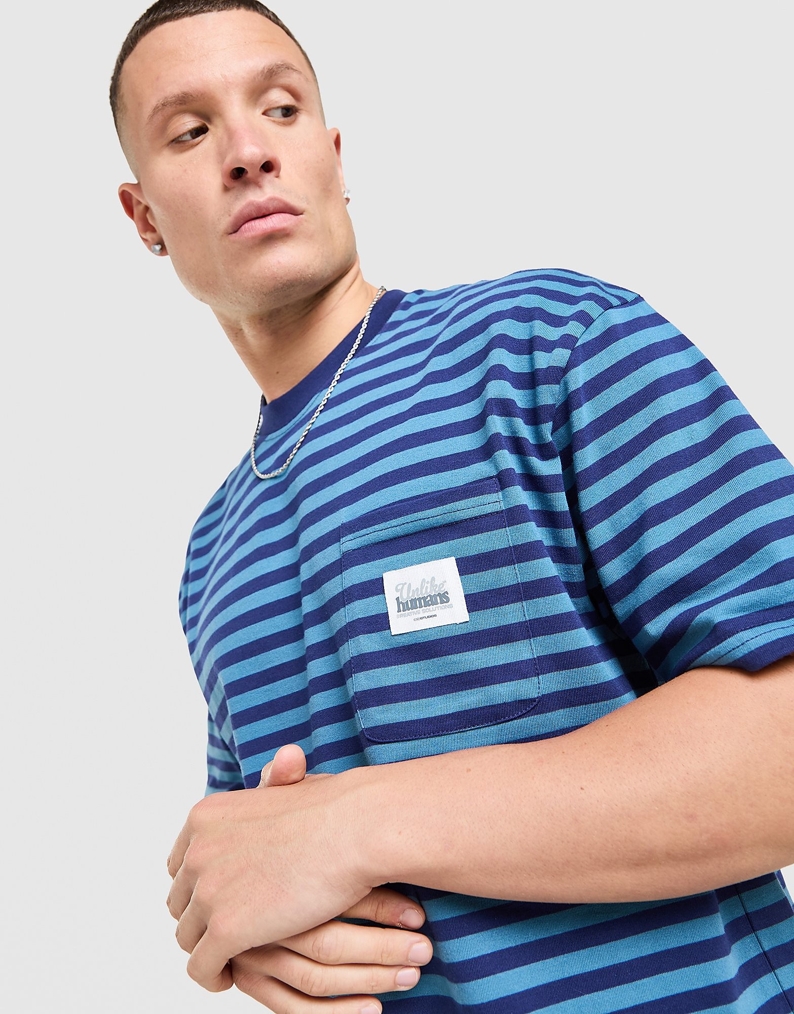 Unlike Humans Wells Stripe Pocket T Shirt