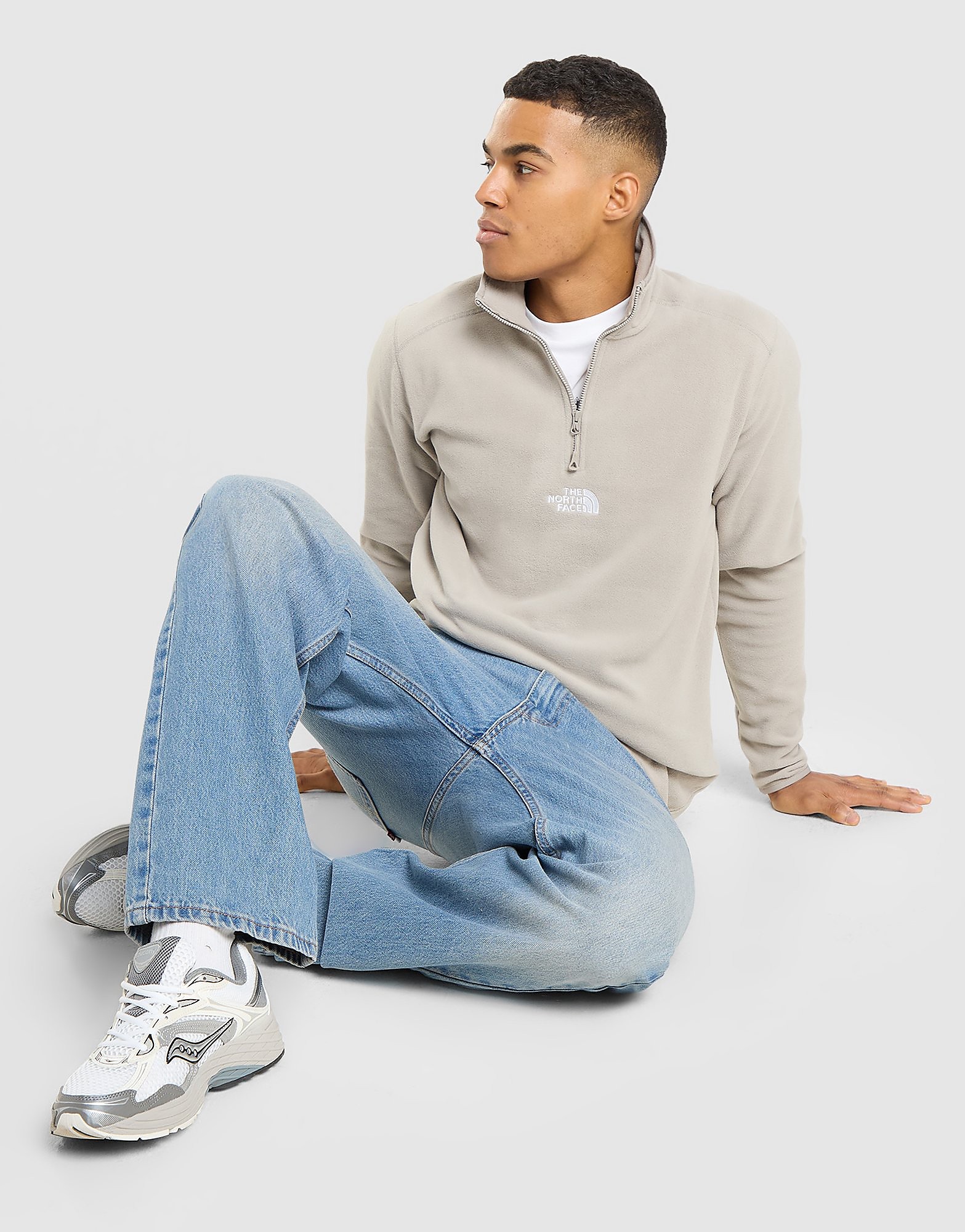 The North Face Glacier 1 4 Zip Fleece Sweatshirt Beige- Heren Beige