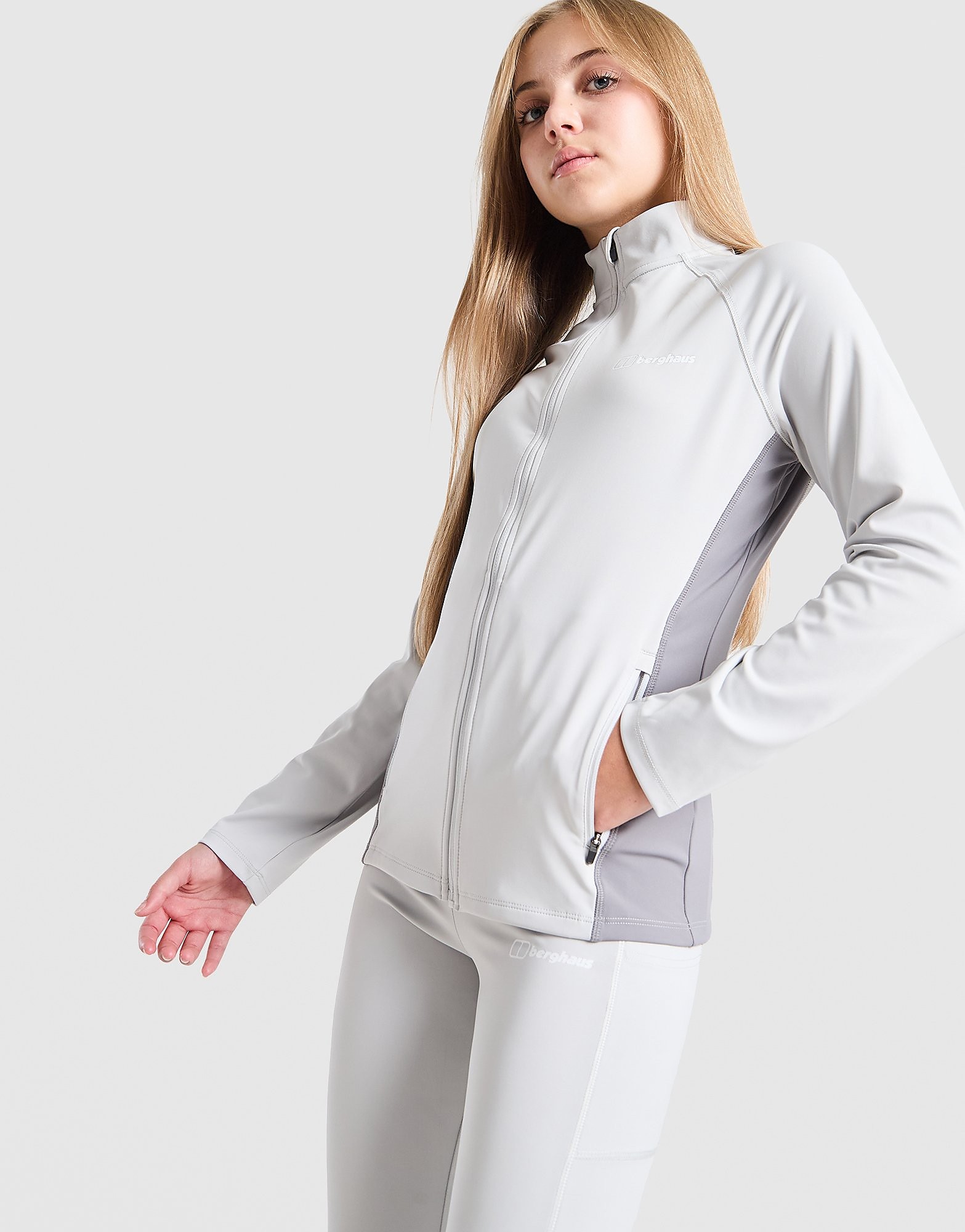 Berghaus Girls' Aptitude Full Zip Top Junior - Grijs, Grijs