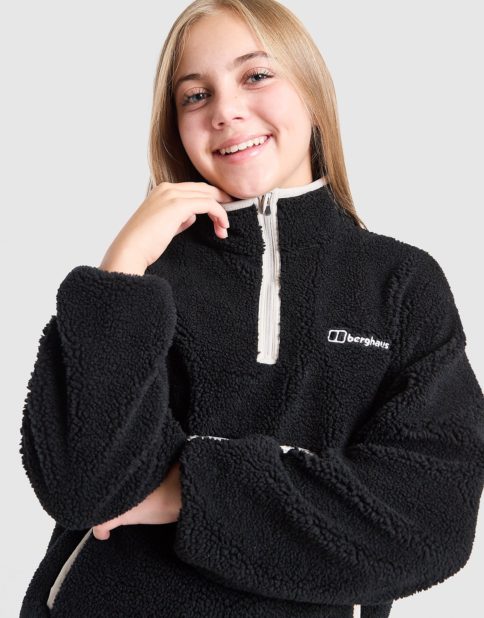 Berghaus Girls' 1/2 Zip Fleece Sweatshirt Junior - Zwart - Kind, Zwart