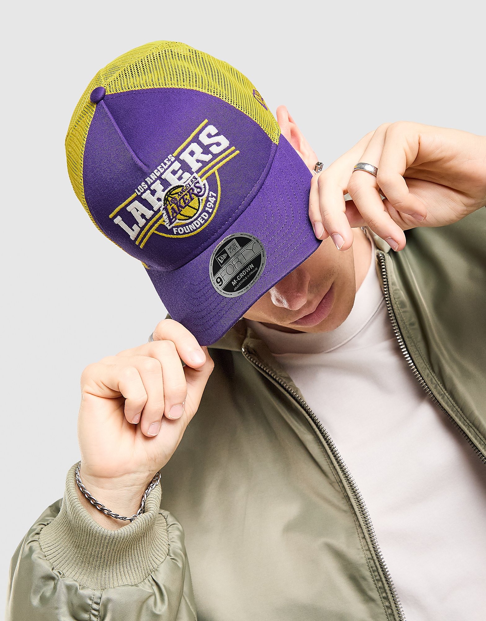 New Era NBA LA Lakers M-Crown 9FORTY Trucker Cap - Paars- Dames, Paars One Size