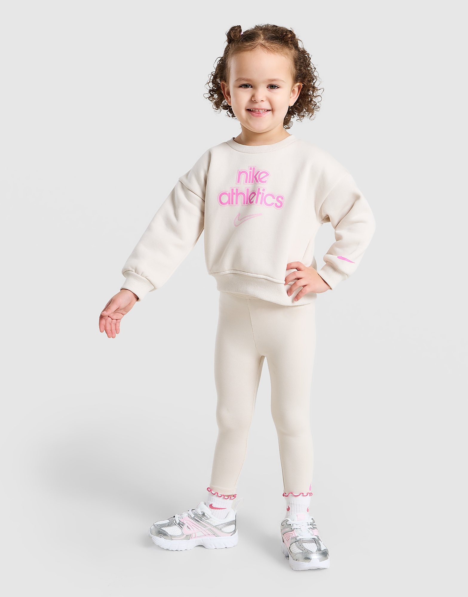 Nike ' Graphic Swoosh Crew Set Infant Beige Kind Beige