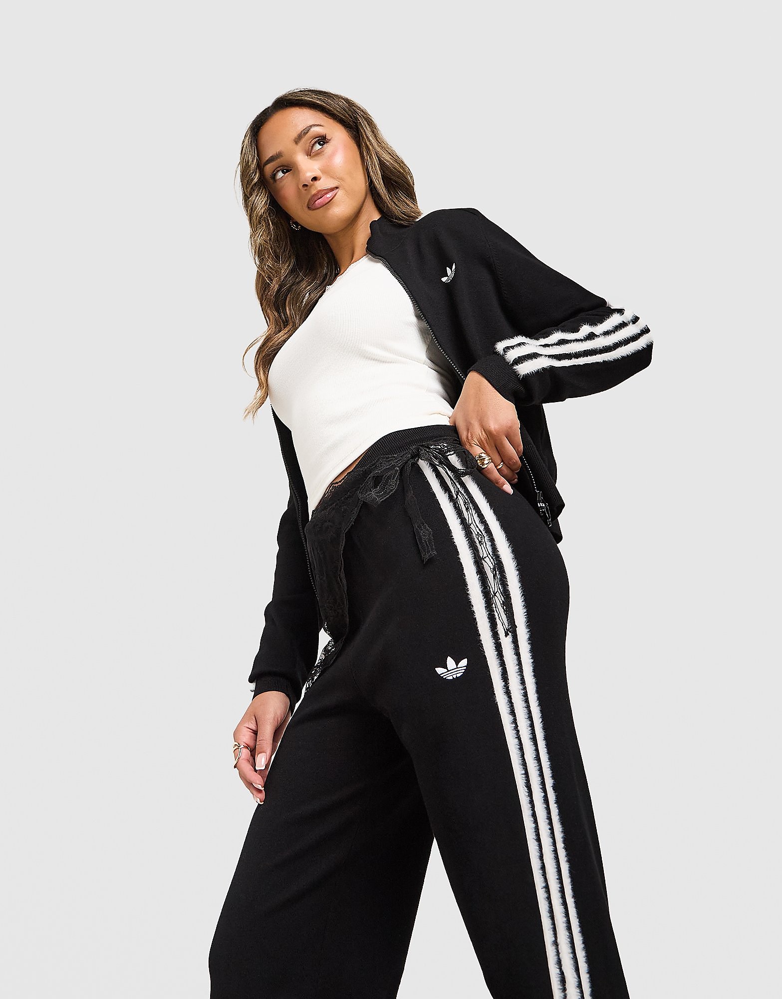 adidas Originals Fluffy 3-Stripes Knit Joggers - Zwart- Dames, Zwart