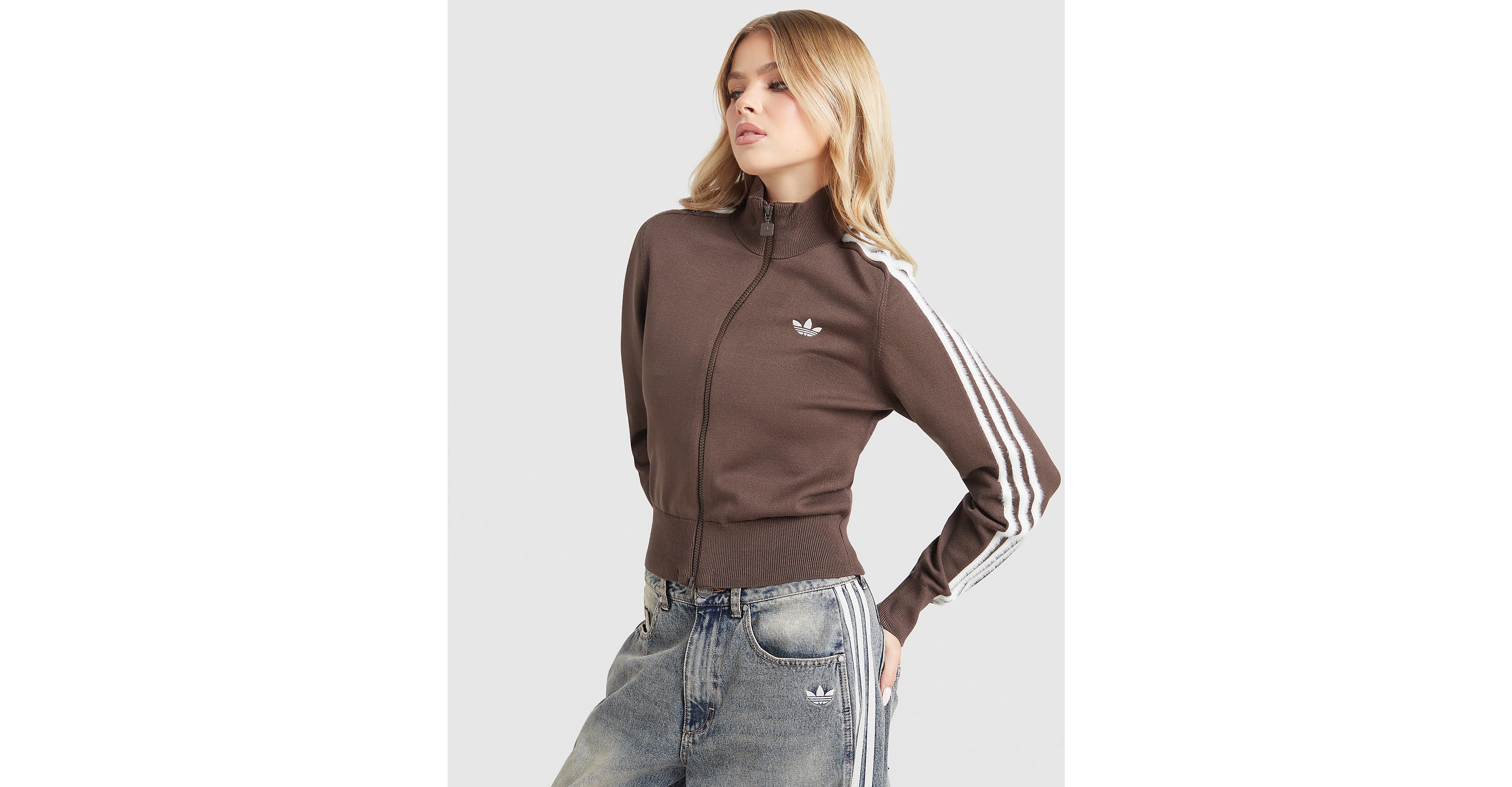 Fluffy 3-Stripes Knit Track Top