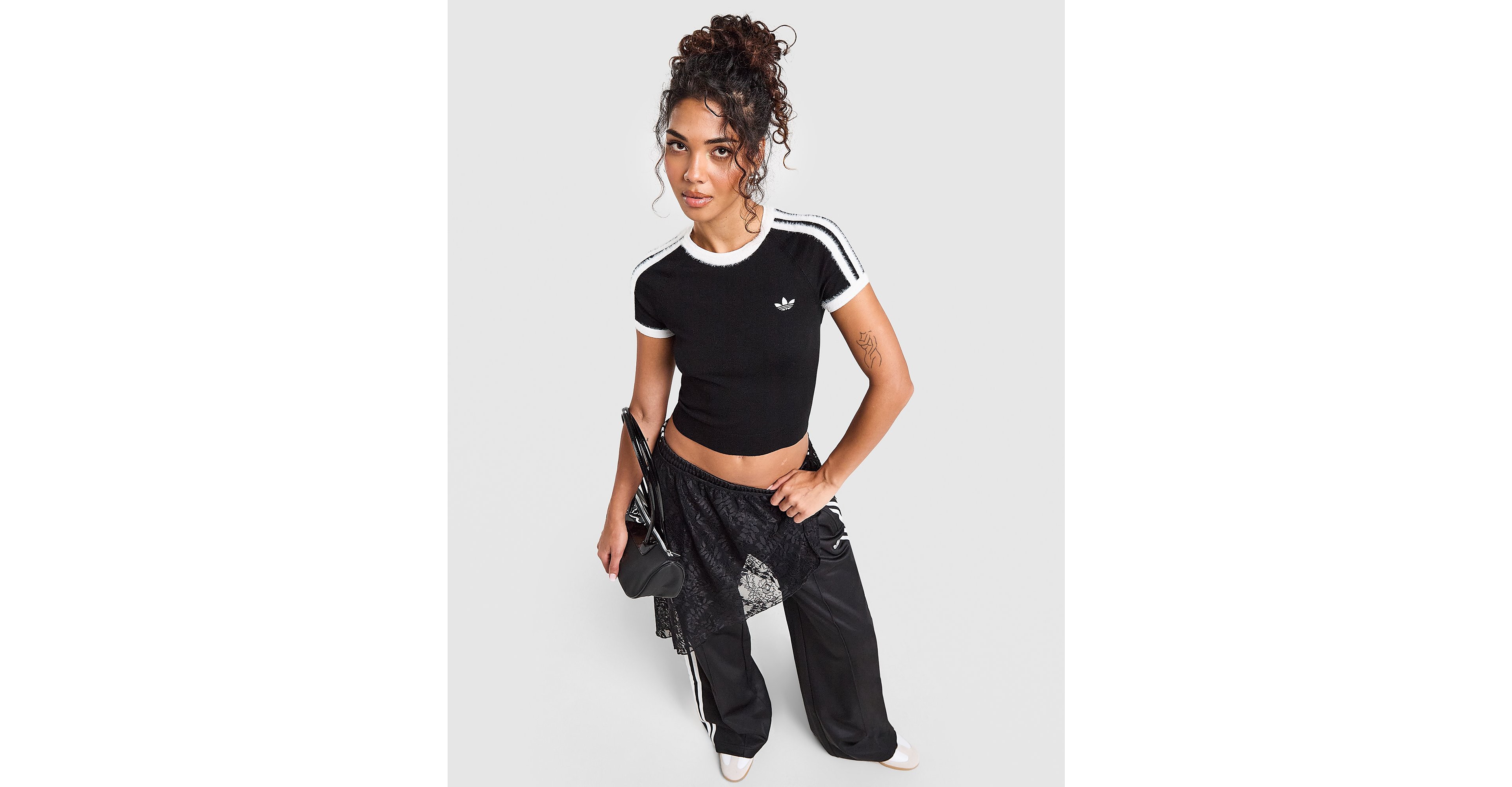 Fluffy 3-Stripes Knit Slim T-Shirt