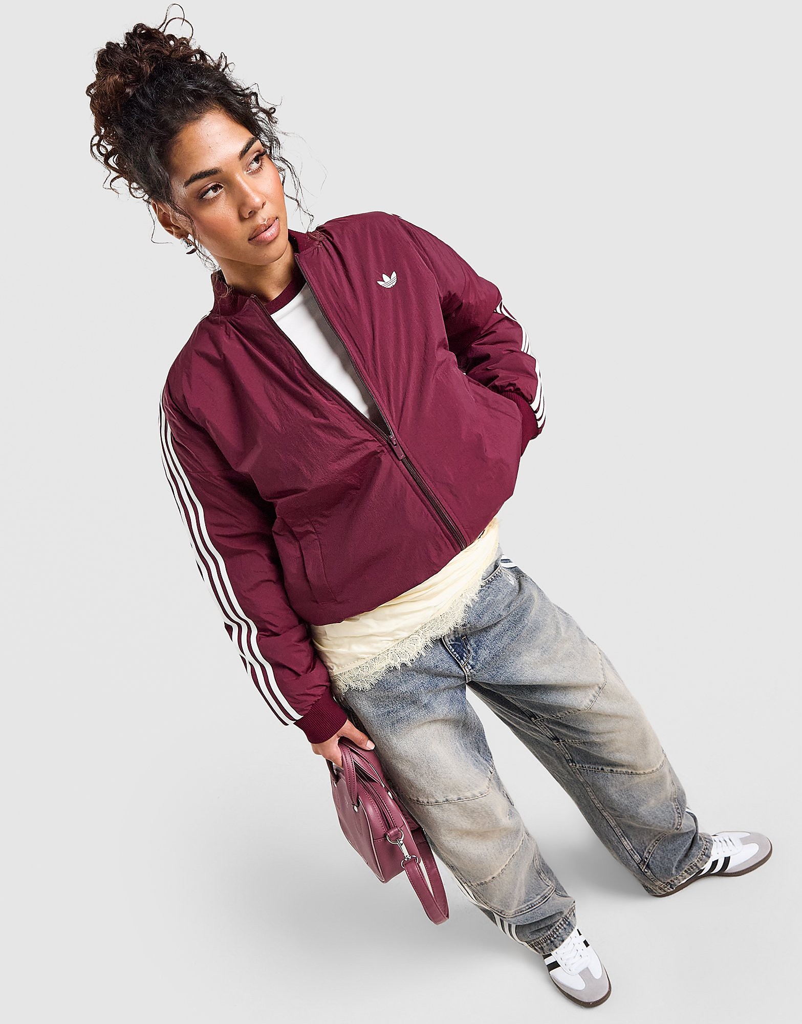 adidas 3-Stripes Bomber Jacket - Rood- Dames, Rood