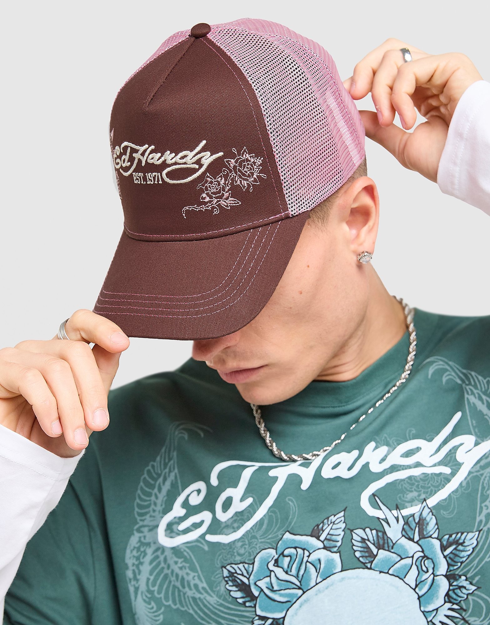 Womens Rose Trucker Cap - Marrone, marrone marrone Donna taglia One Size