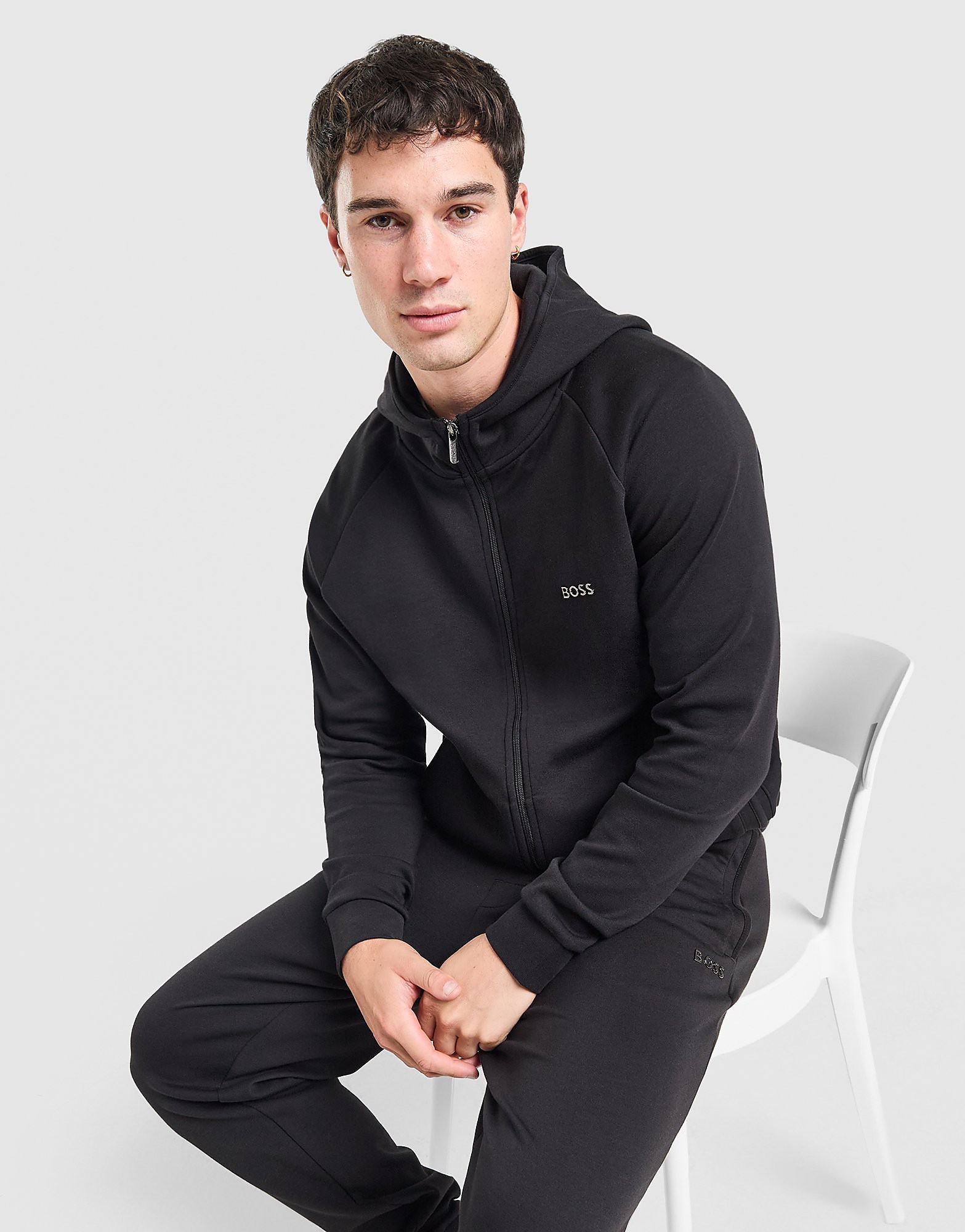 BOSS Sense Full Zip Hoodie - Zwart- Heren, Zwart