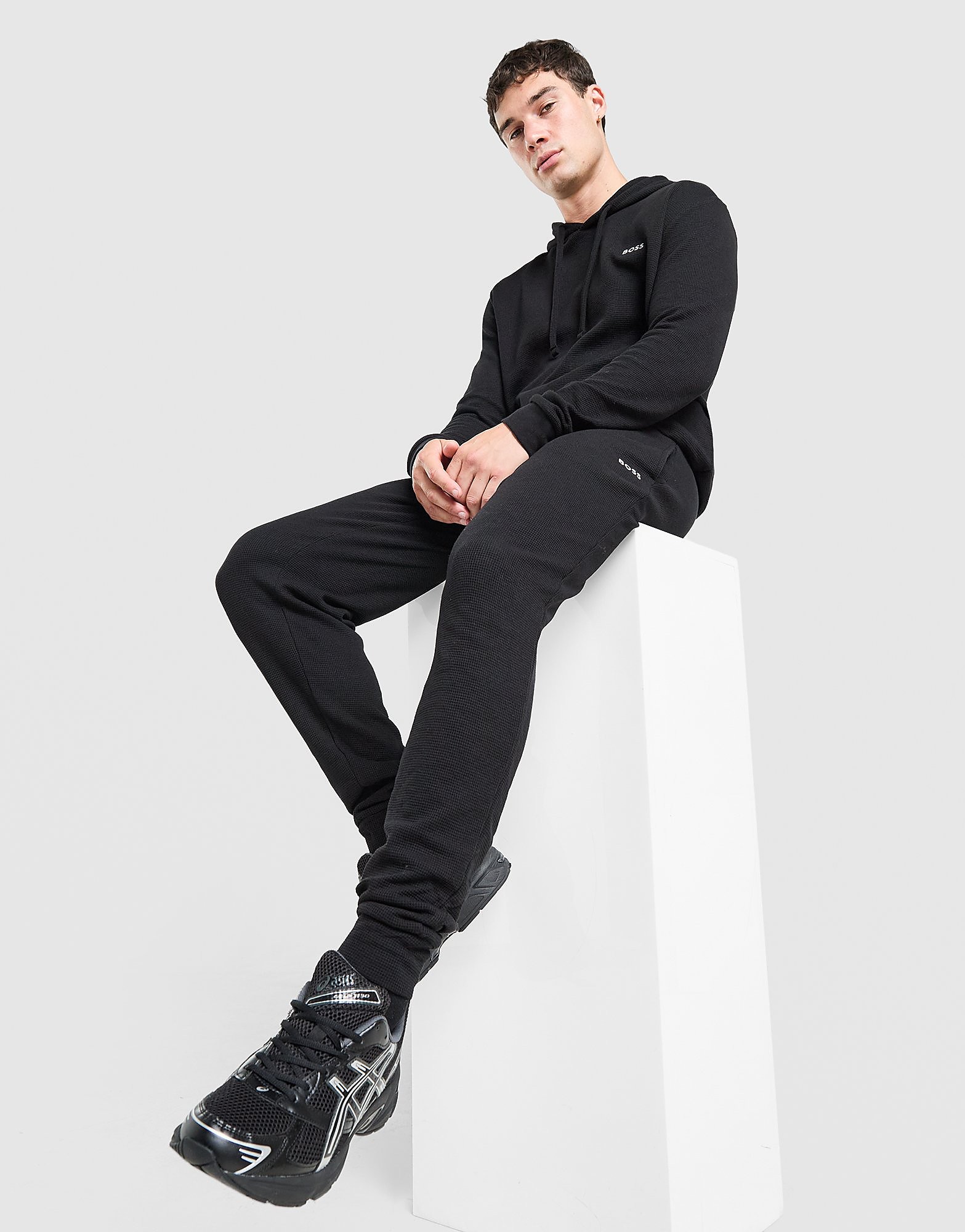 BOSS Waffle Cuff Joggers - Zwart- Heren, Zwart