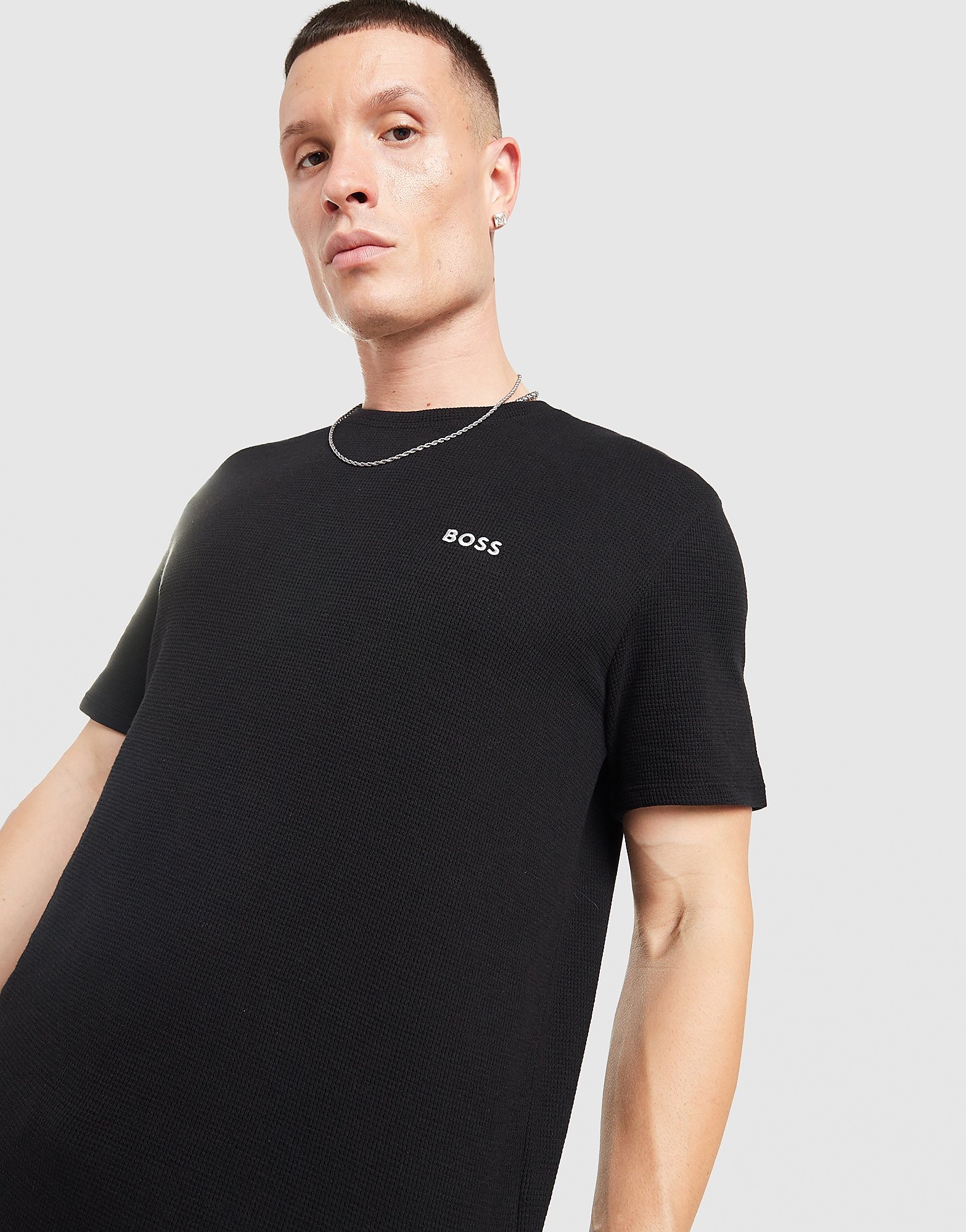 BOSS Waffle T-Shirt - Zwart- Heren, Zwart L