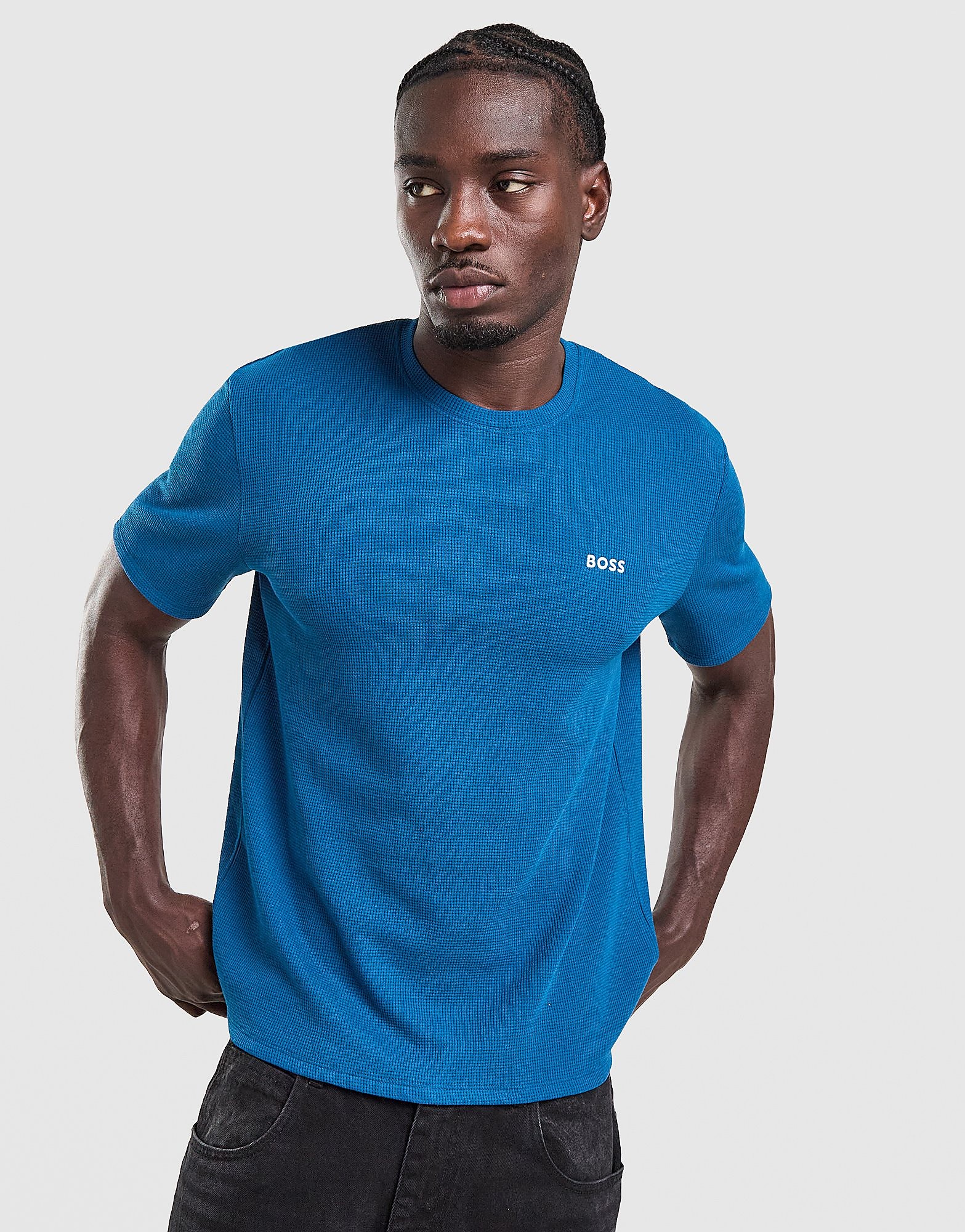 BOSS Waffle T-Shirt - Blauw- Heren, Blauw S