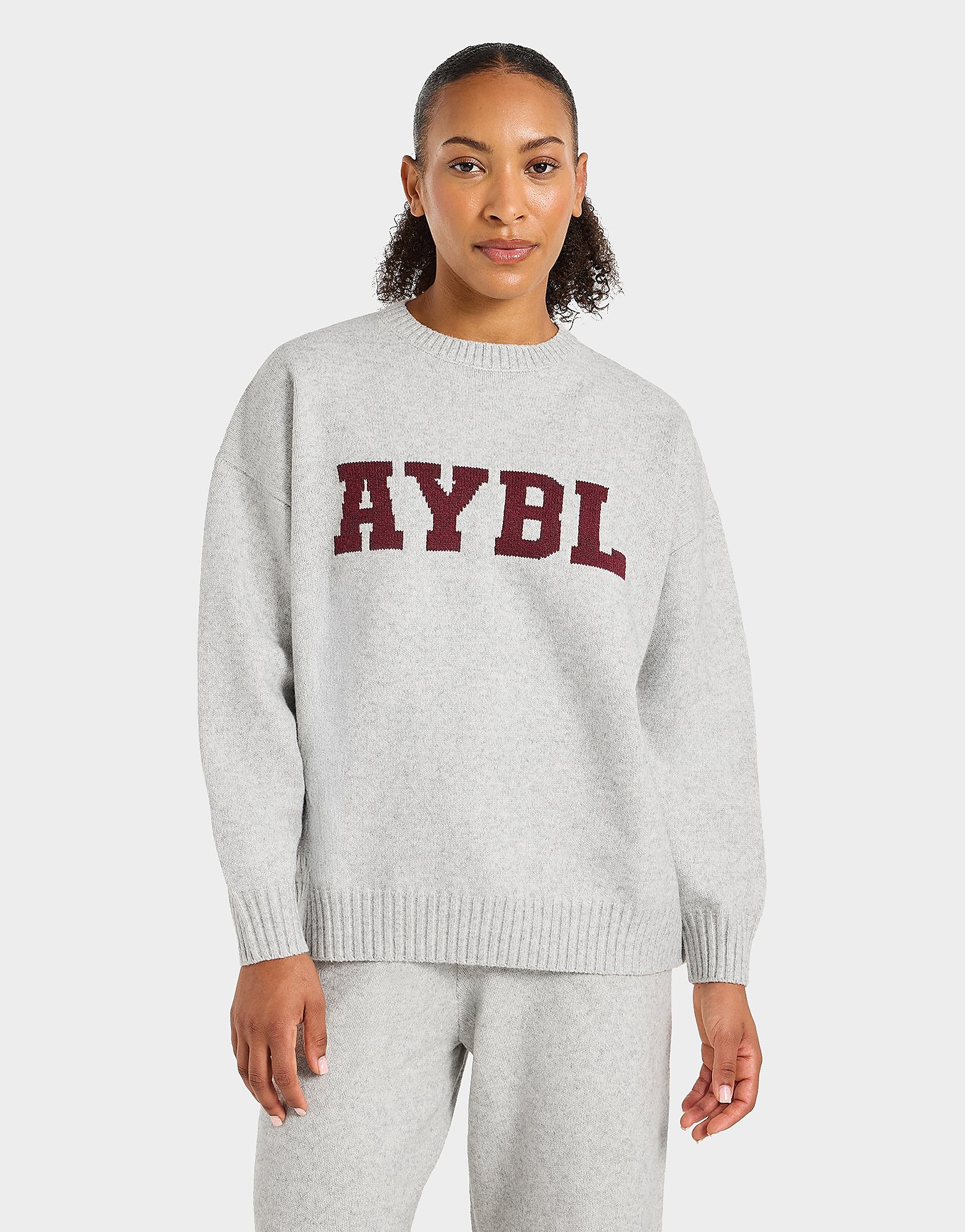 AYBL Varsity Knitted Crew Sweatshirt - Grijs- Dames, Grijs