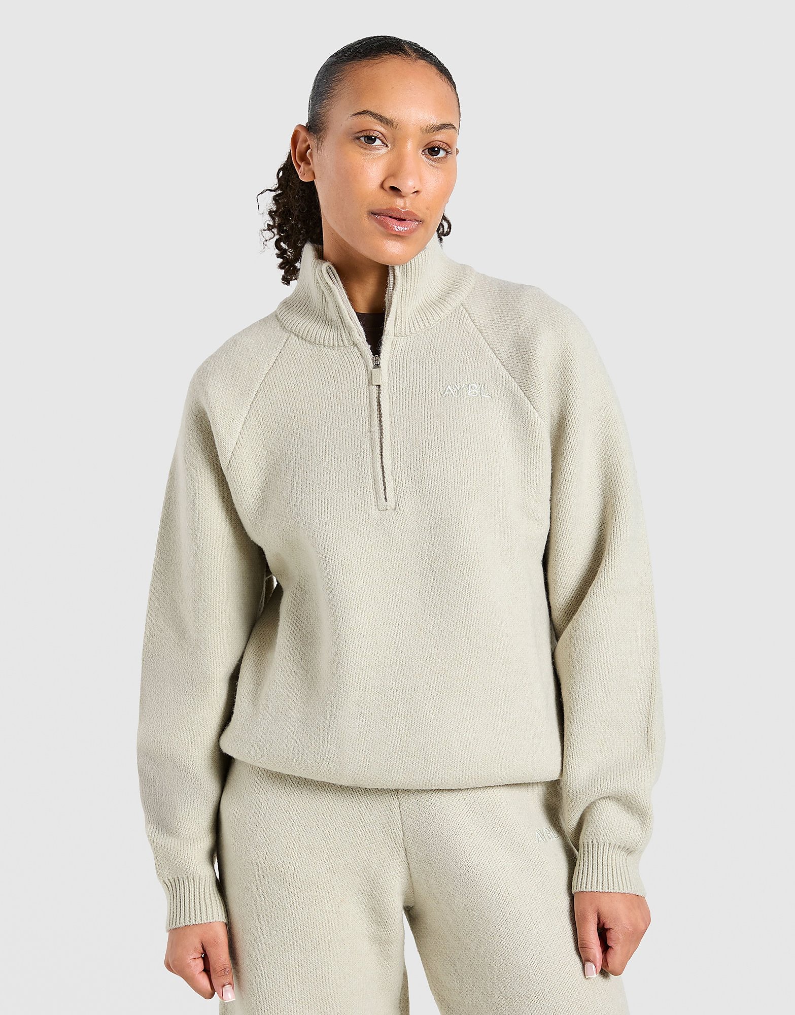 AYBL Soft Knit 1 4 Zip Sweatshirt Crème- Dames Crème