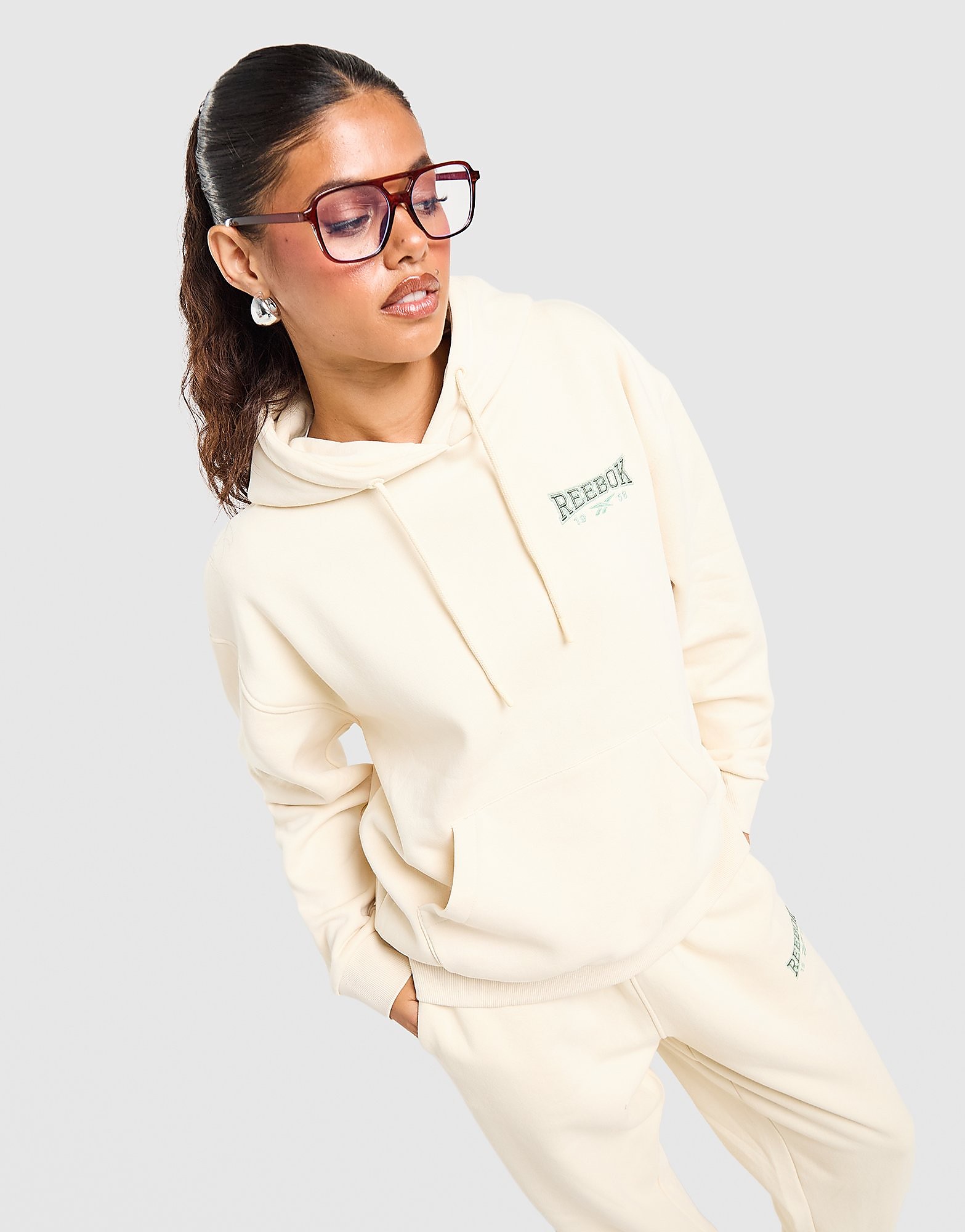 Reebok College Overhead Hoodie Crème- Dames Crème
