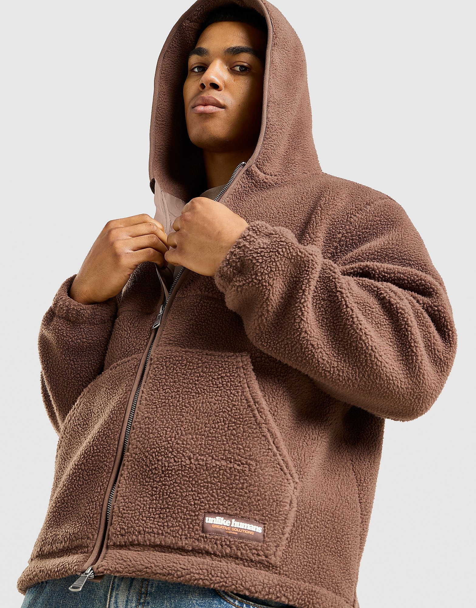 Unlike Humans Varney Borg Jacket Bruin- Heren Bruin