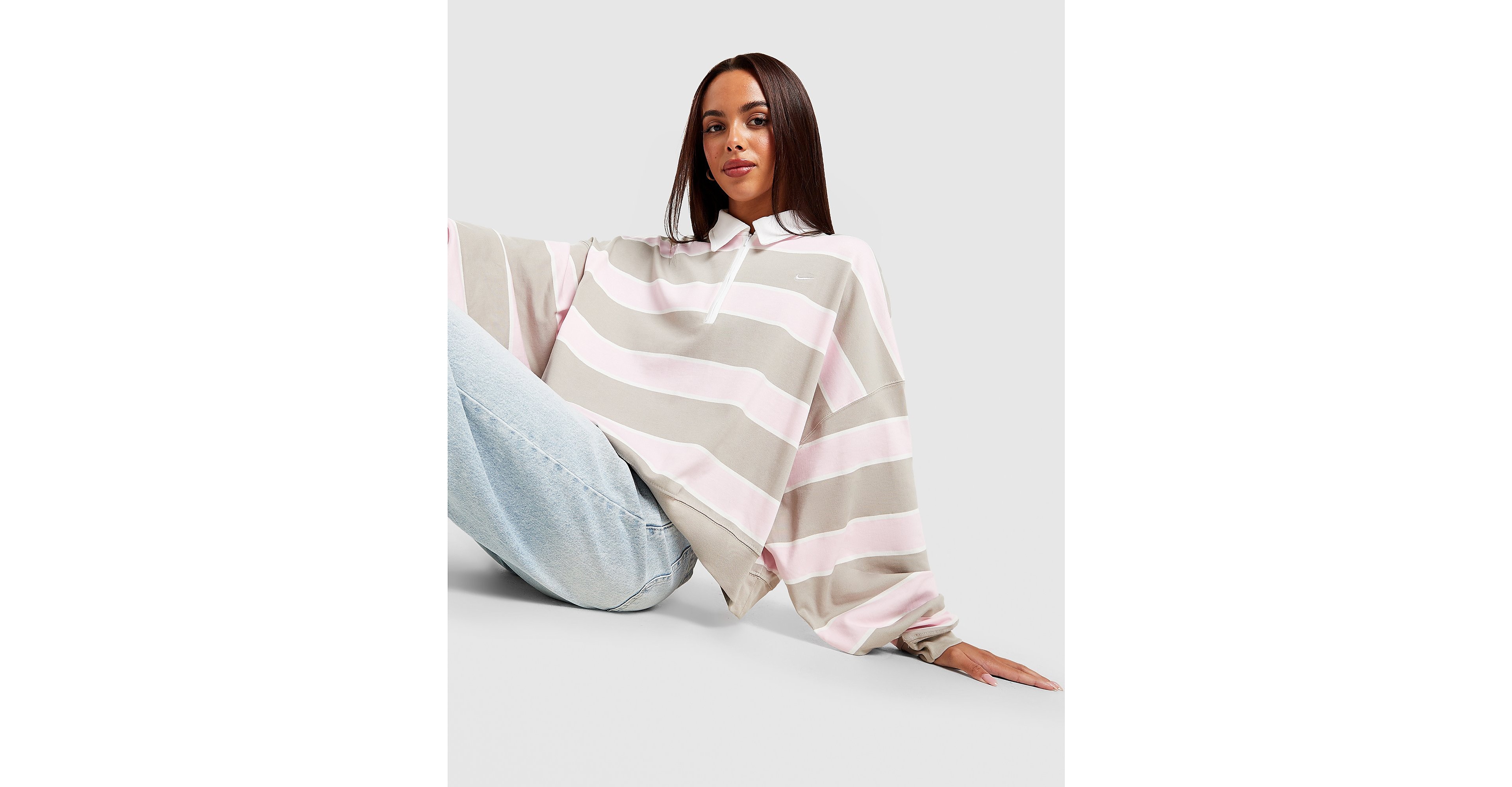 Cropped Stripe Rugby Polo Shirt