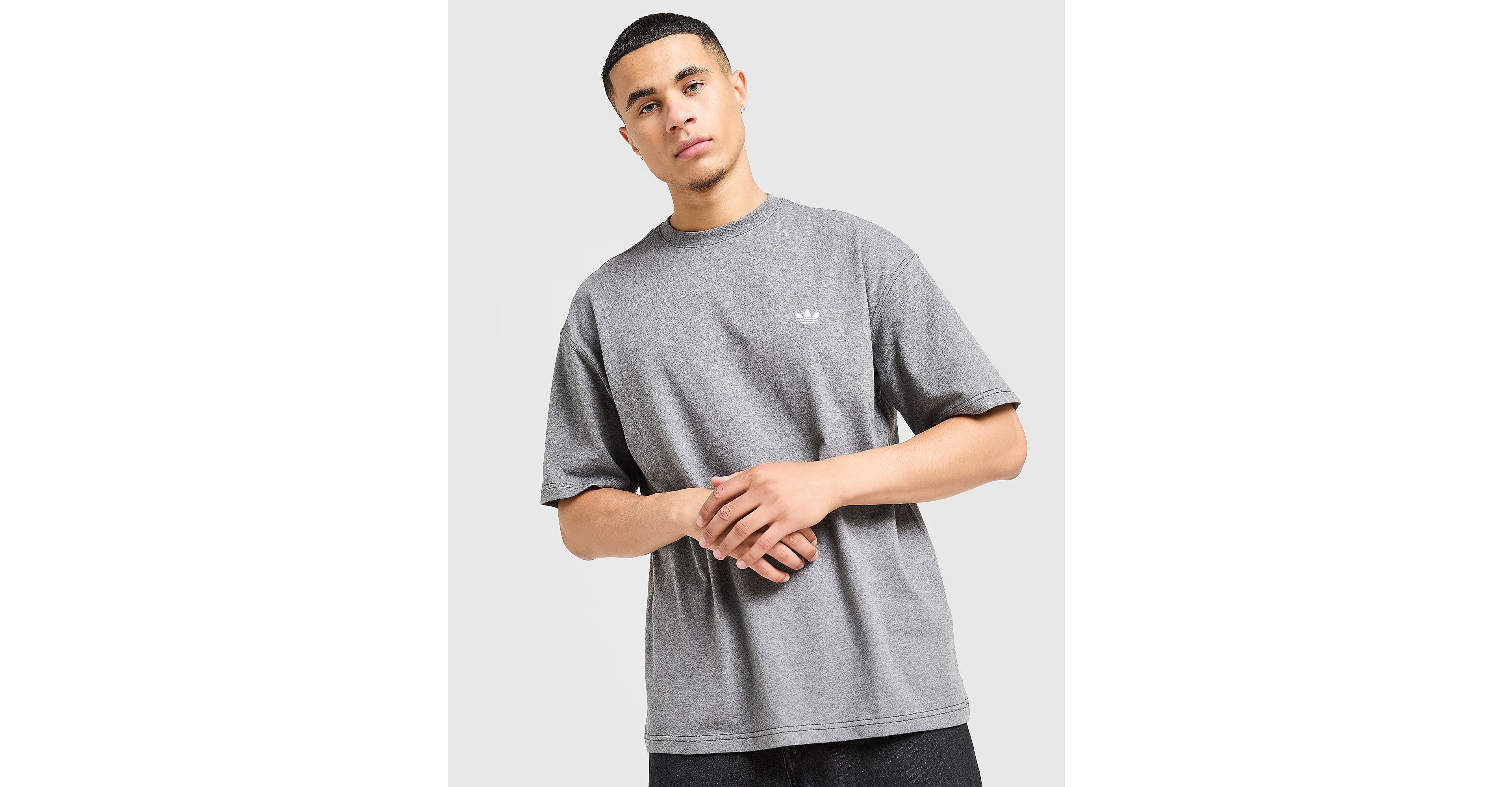 Trefoil Essentials Melange Loose Crop T-Shirt