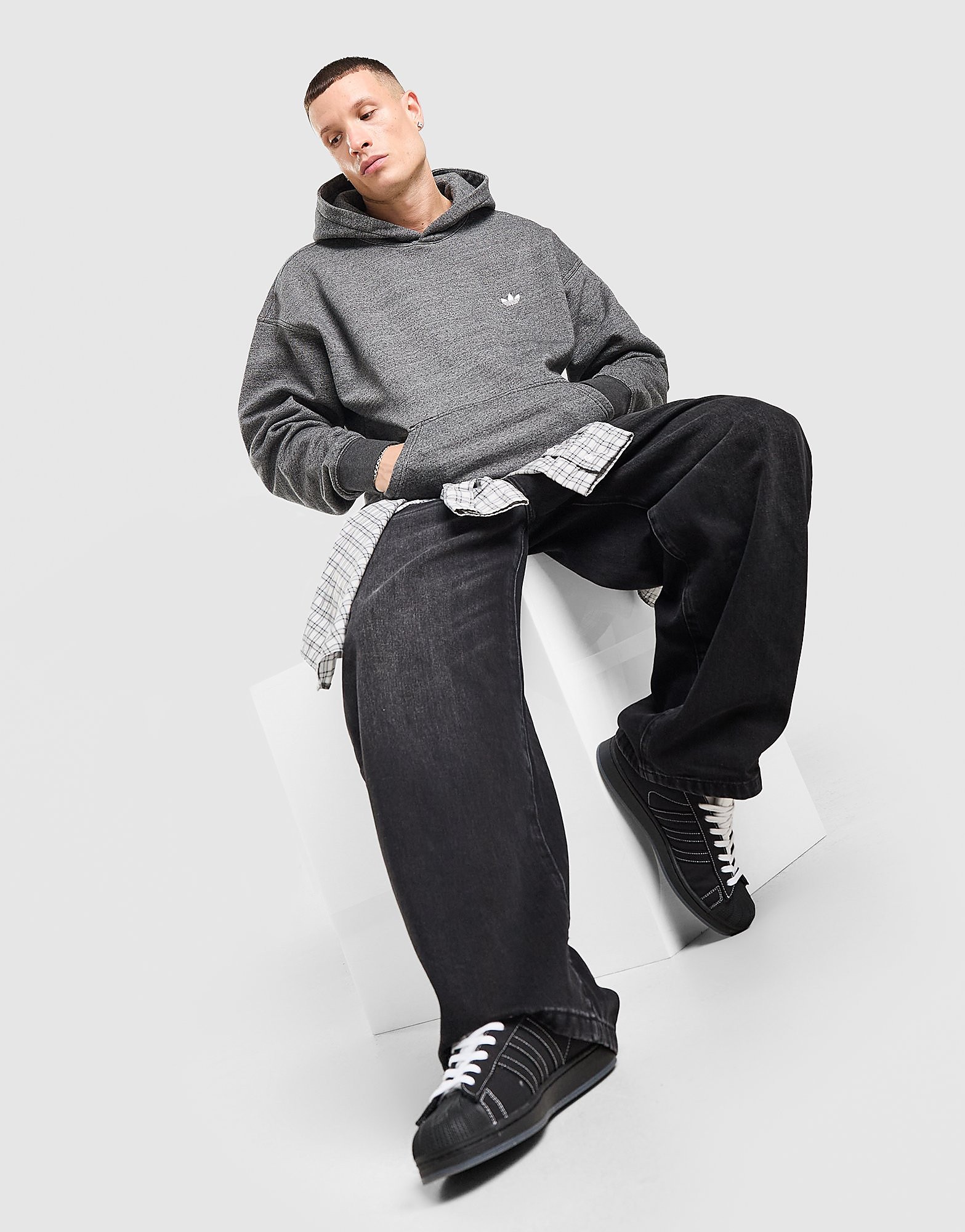 Adidas Originals Trefoil Essentials Loose Hoodie Grijs- Heren Grijs