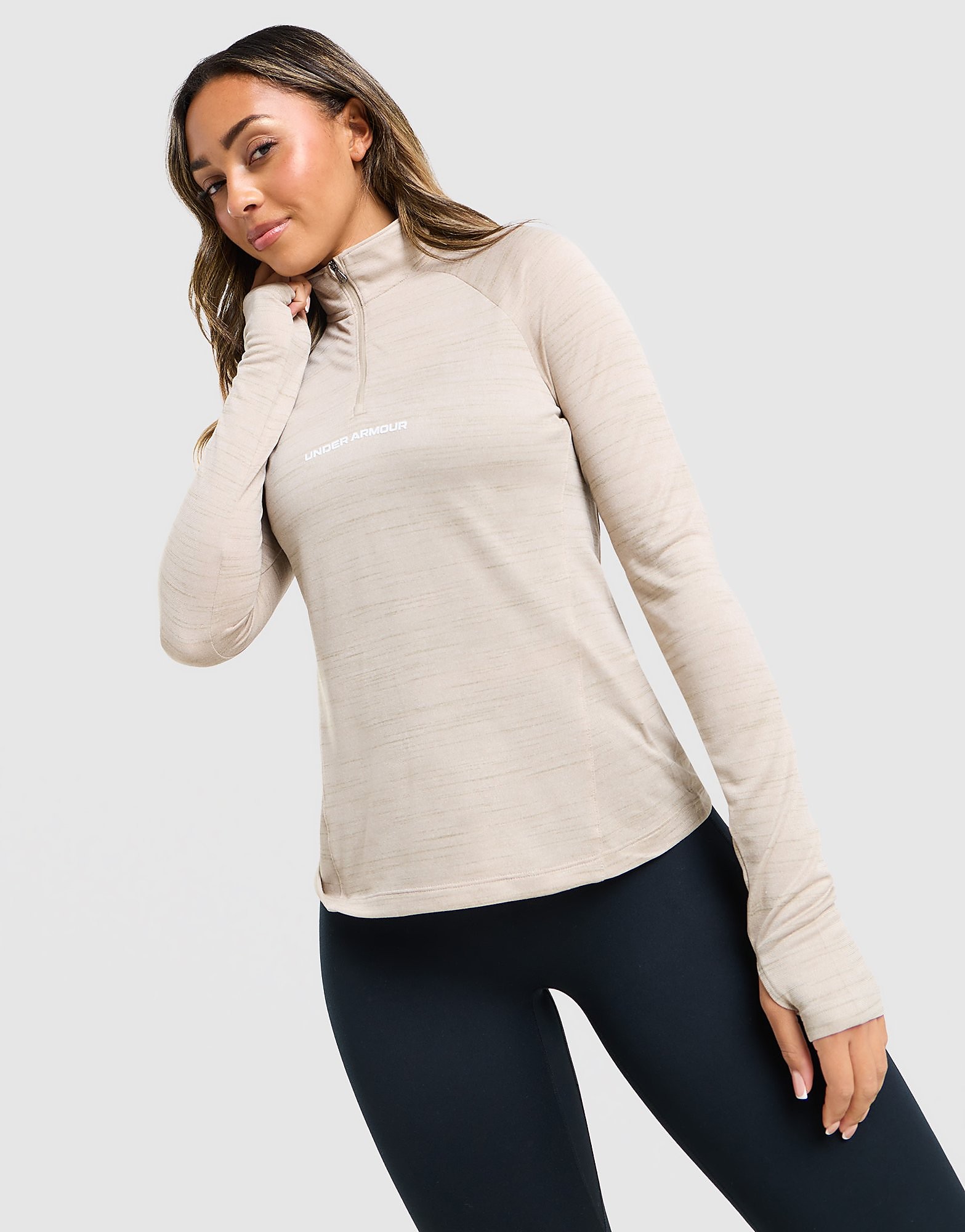 Under Armour Tech Tiger 1 4 Zip Top Crème- Dames Crème