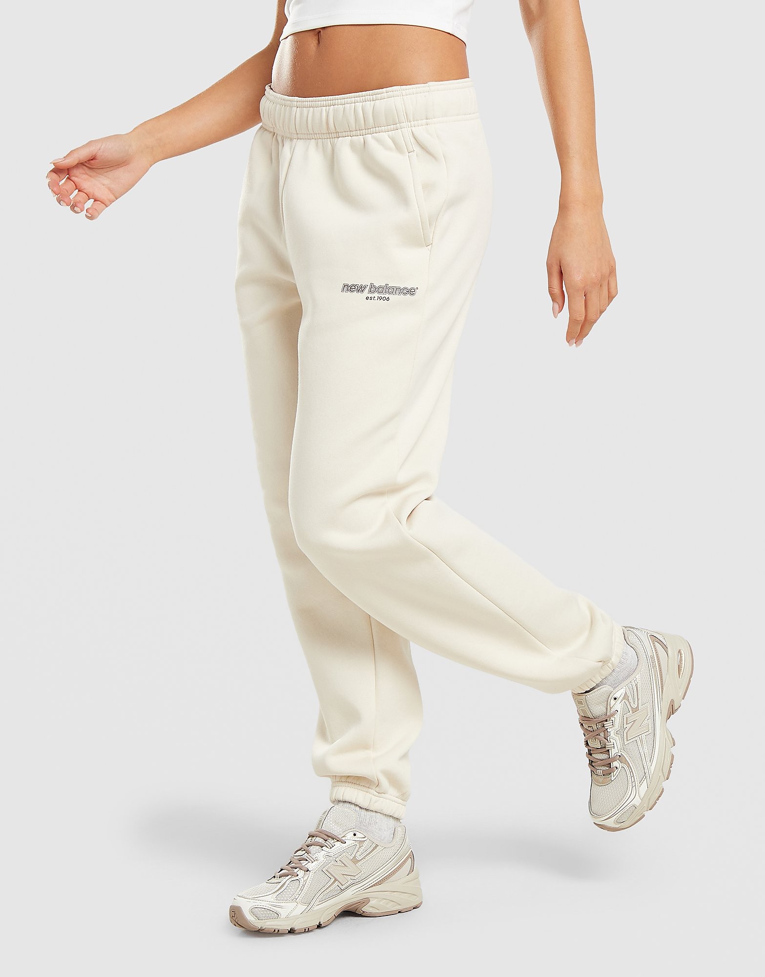 New Balance College Cuffed Joggers - Crème- Dames, Crème