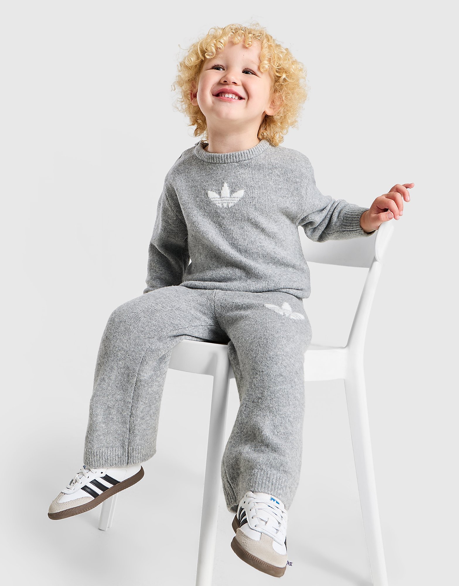 adidas Originals Trefoil Essentials Knit Crew Set Infant - Grijs - Kind, Grijs