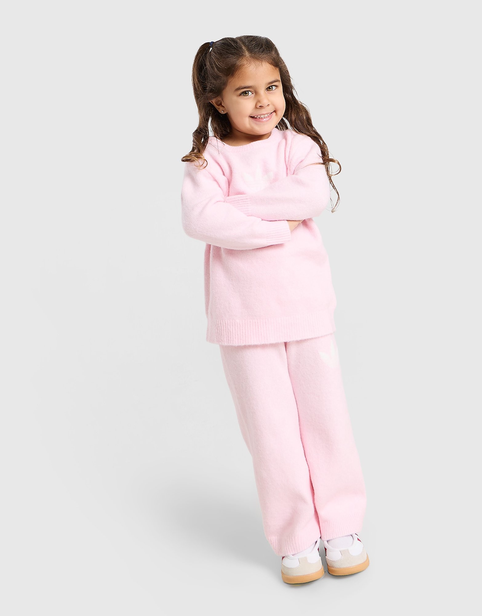 adidas Originals Girls' Trefoil Essentials Knit Crew Set Infant - Roze - Kind, Roze